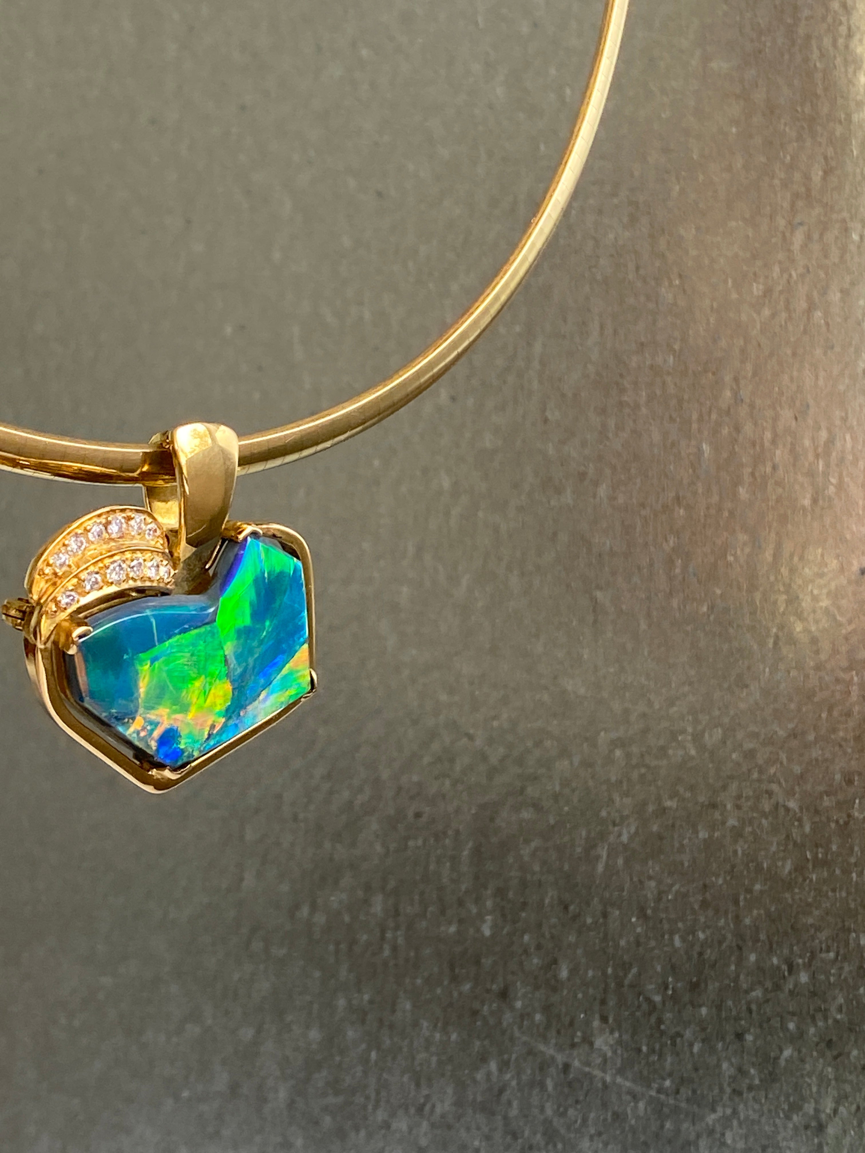 Lightning Ridge Opal & Diamond Pendant