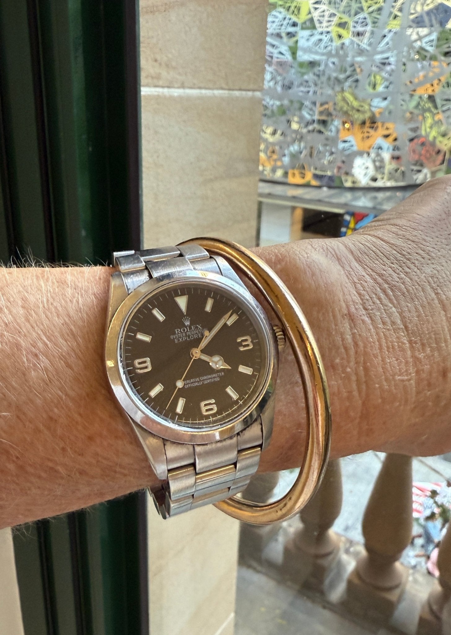 Vintage 9ct Gold Lined Golf Bangle