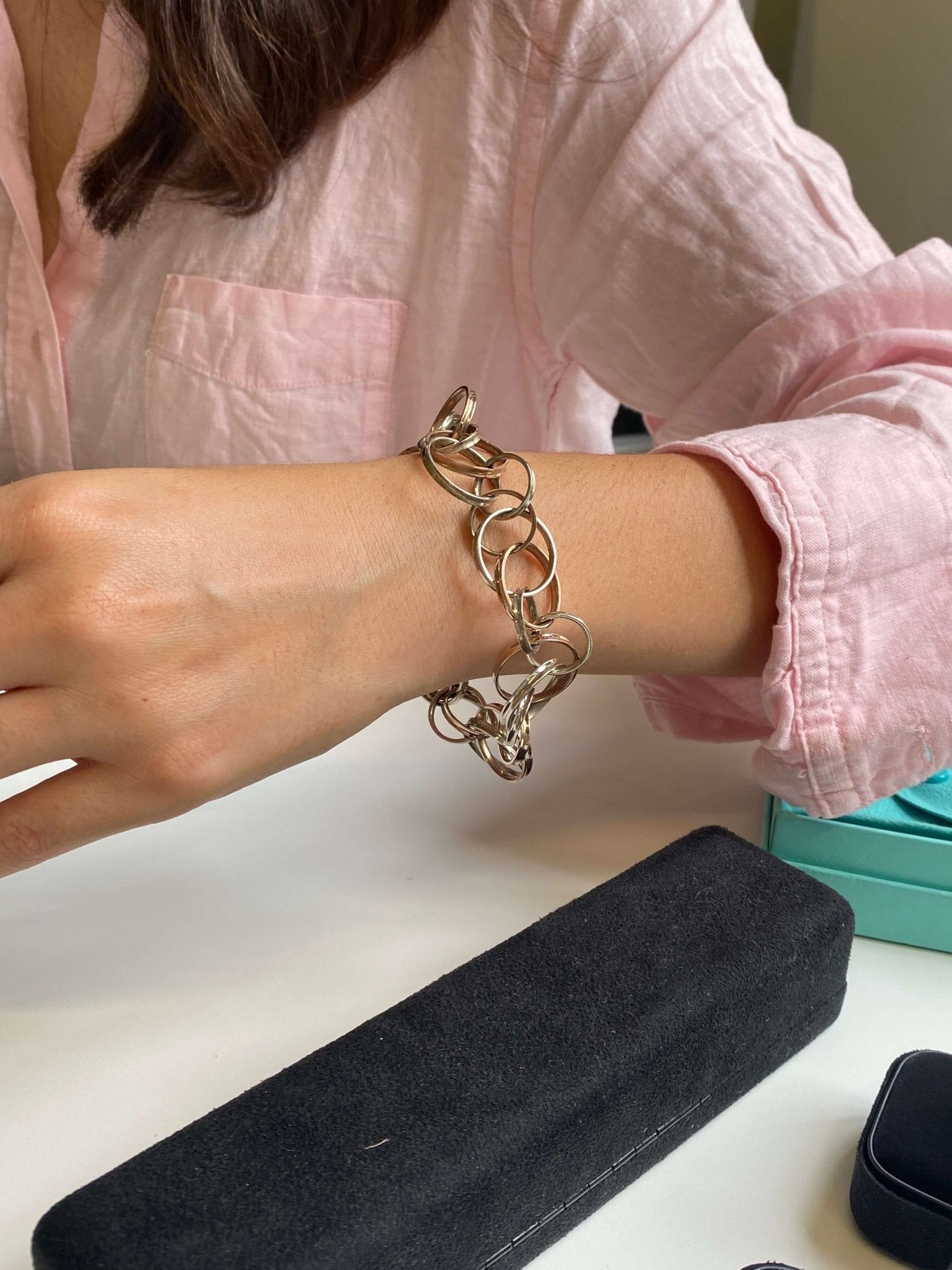 Vintage Sterling Silver 'Rubedo' Bracelet, TIFFANY & Co. 1837, interlocking circle design.