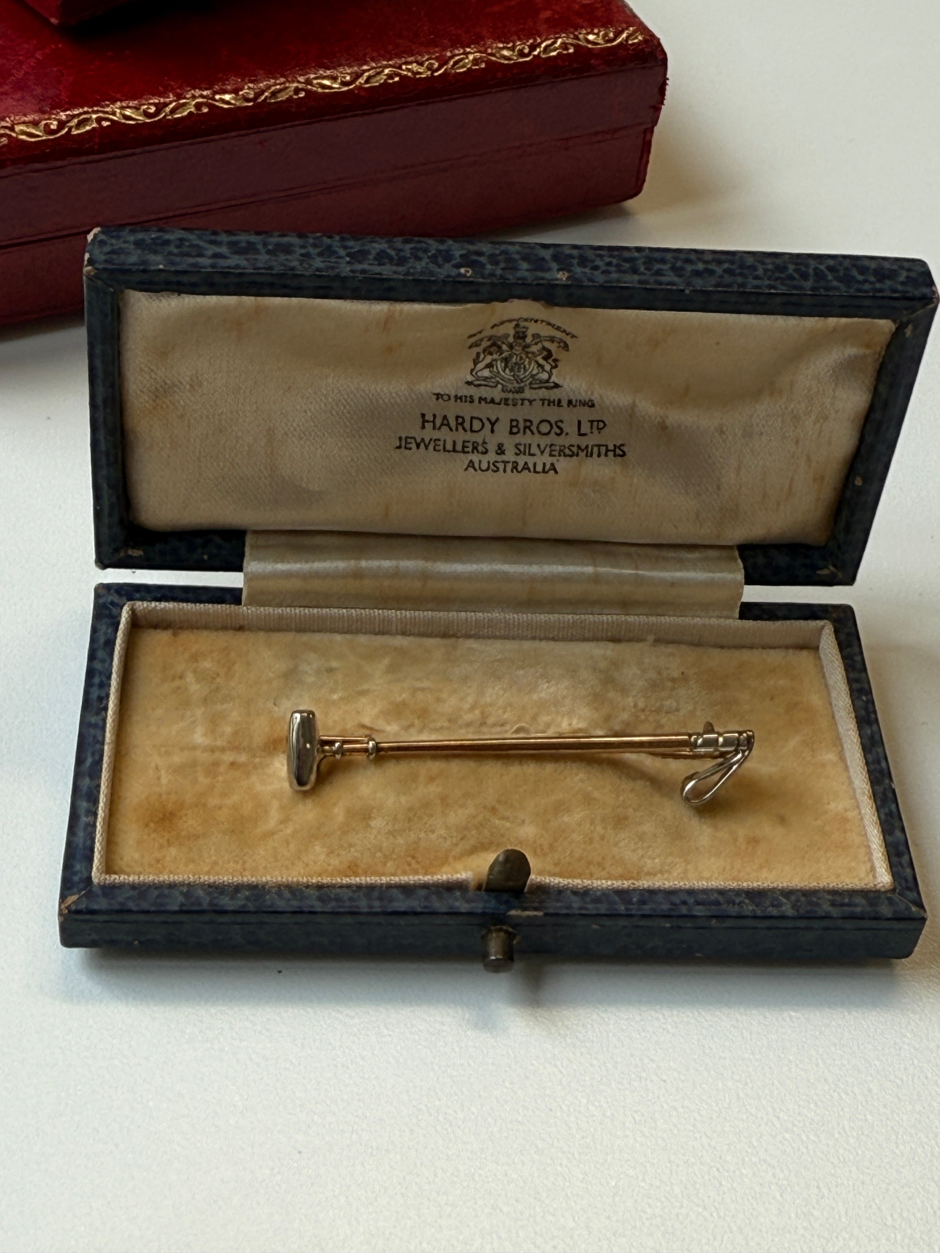 18ct yellow and white gold Vintage Polo Mallet Brooch, Hardy Bros