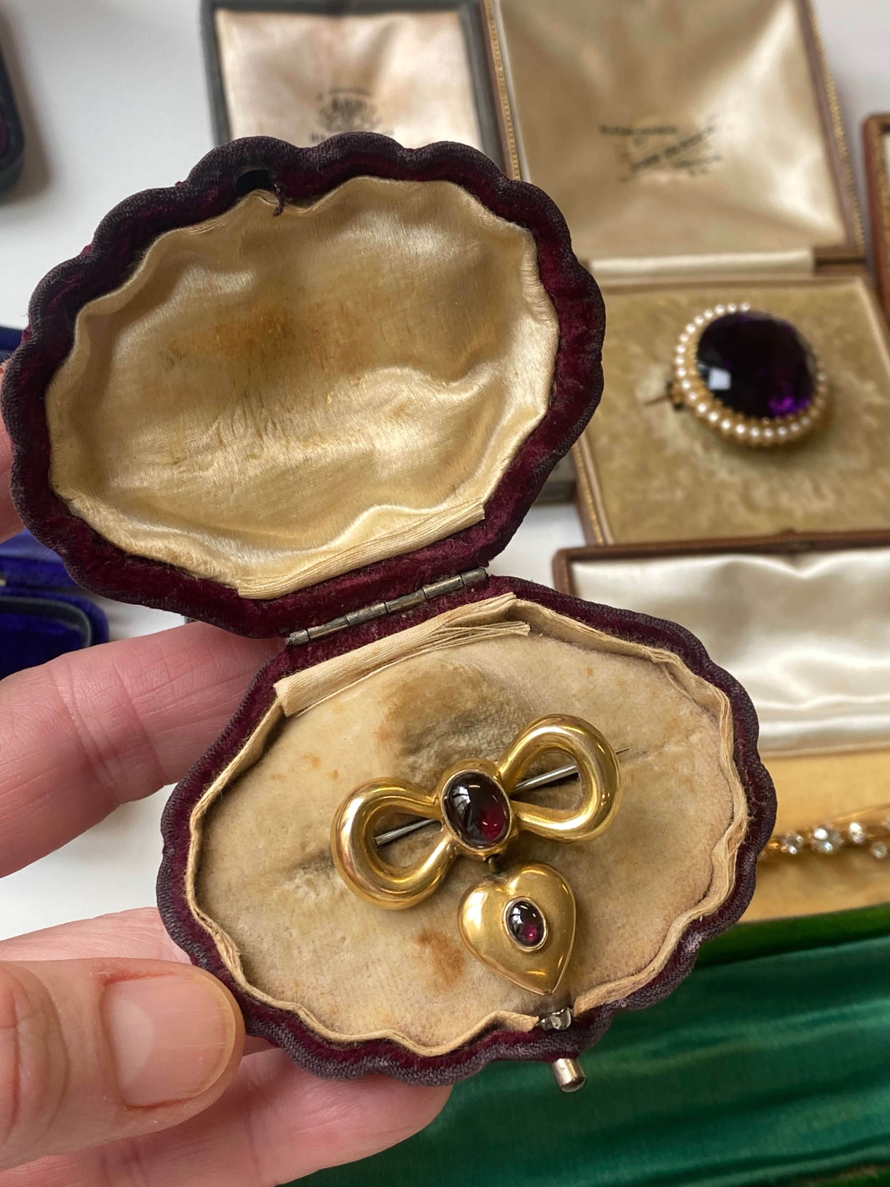 Antique Victorian Garnet Mourning Brooch