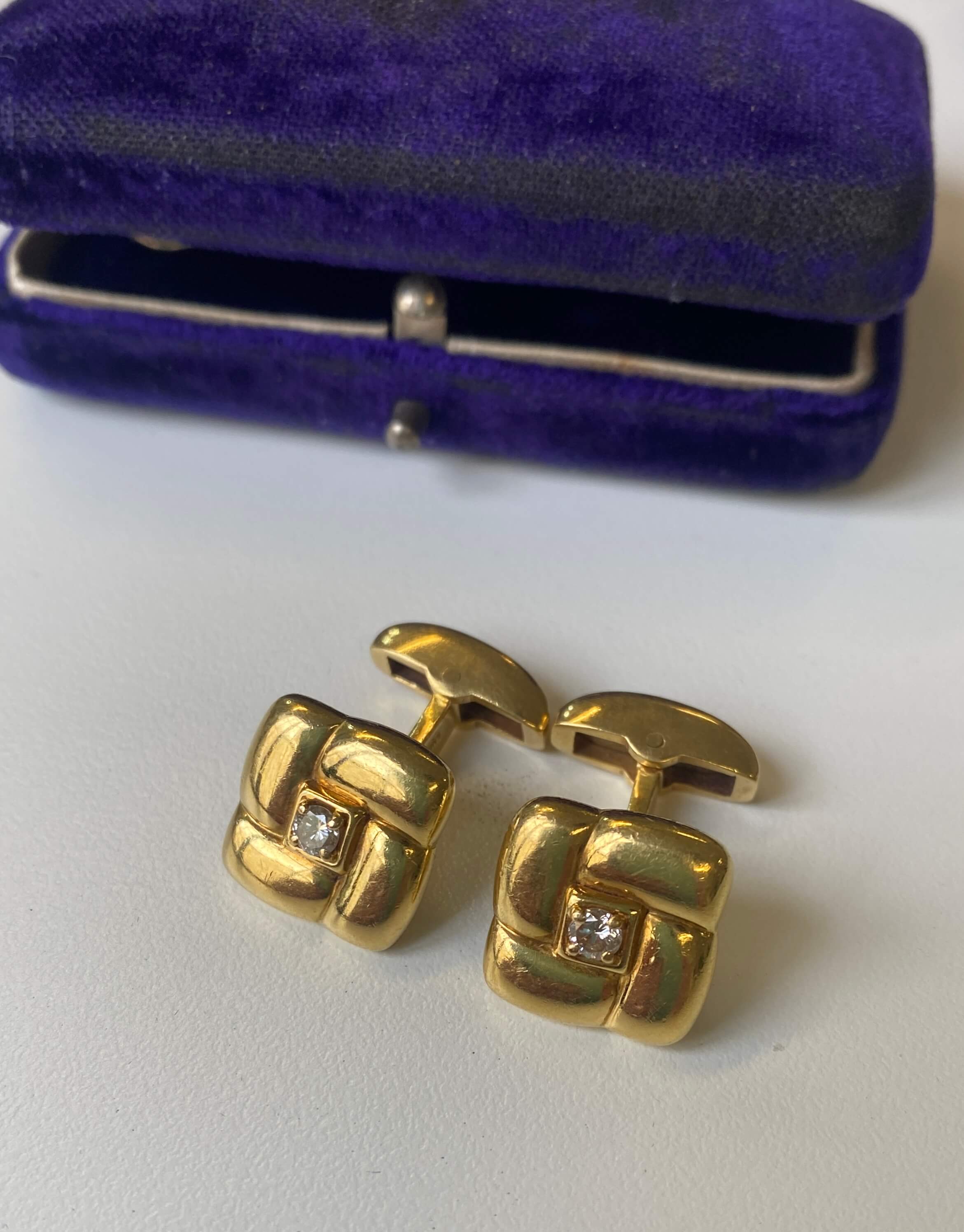 Vintage Gold & Diamond Cufflinks, Deakin & Francis, 1994. 18ct yellow gold.