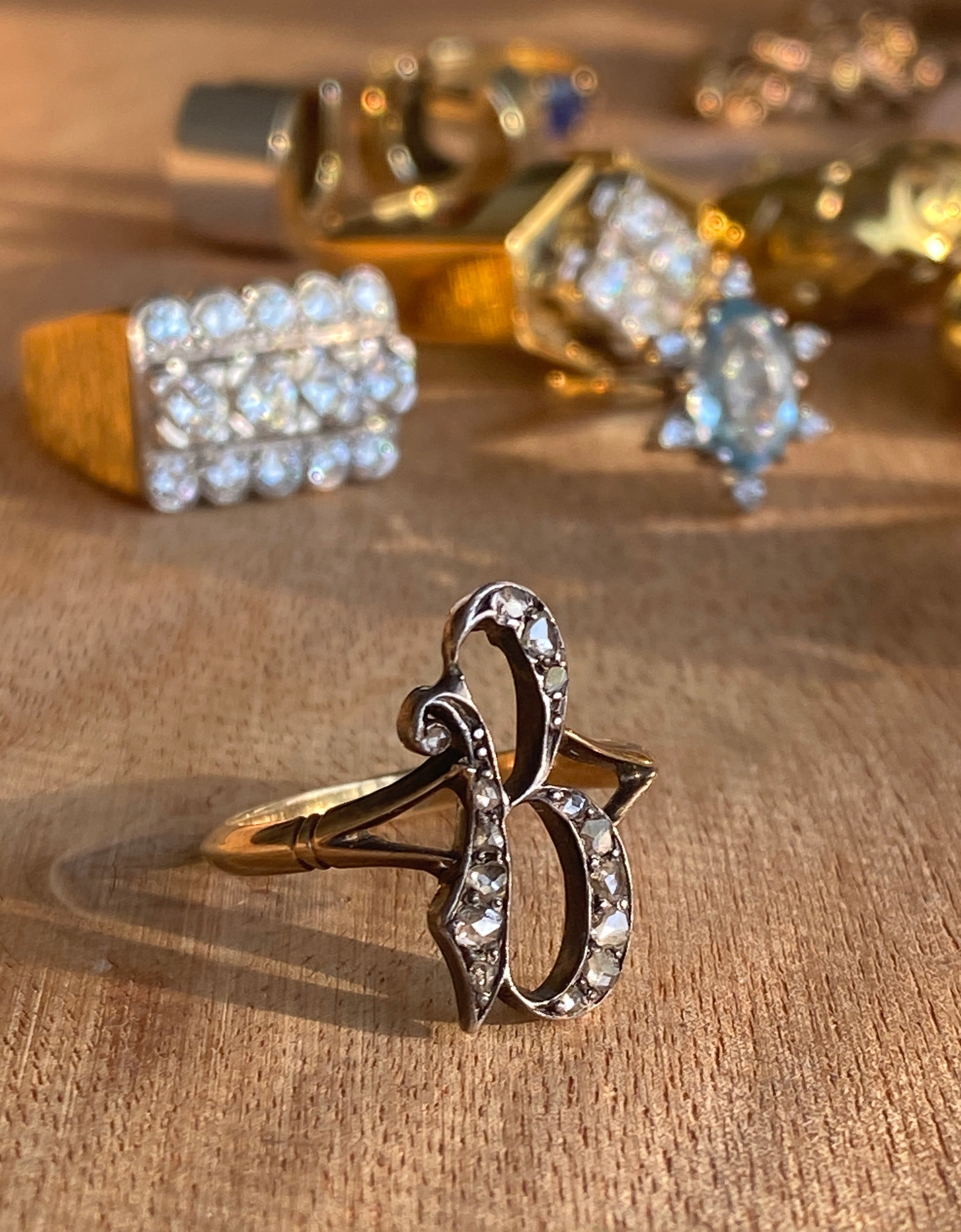 Antique Victorian  Diamond "B" Ring