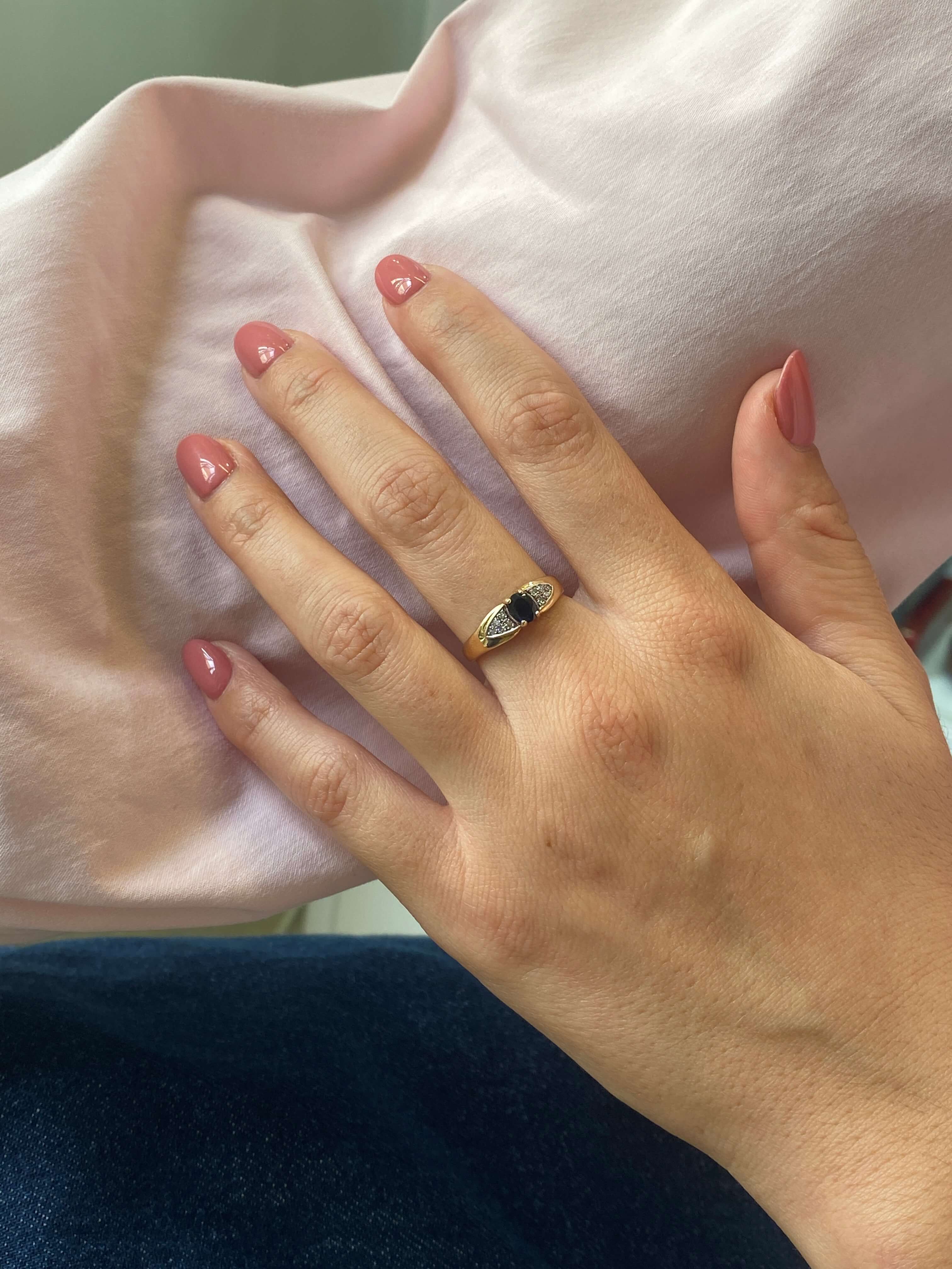 Modern 9ct yellow and white gold Sapphire & Diamond Band Ring