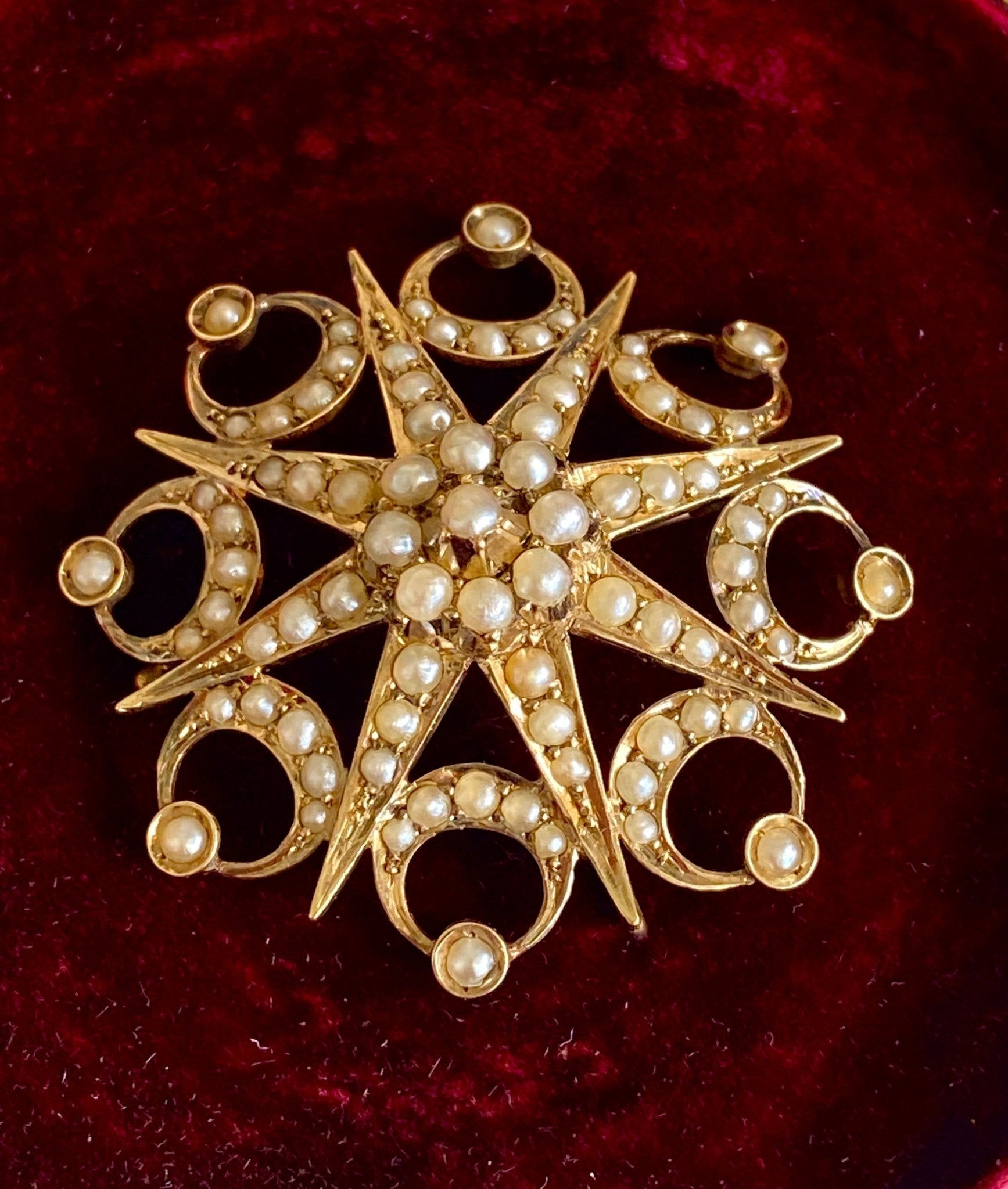 Antique Australian Pearl Star Brooch by Willis & Sons, Melbourne c1900