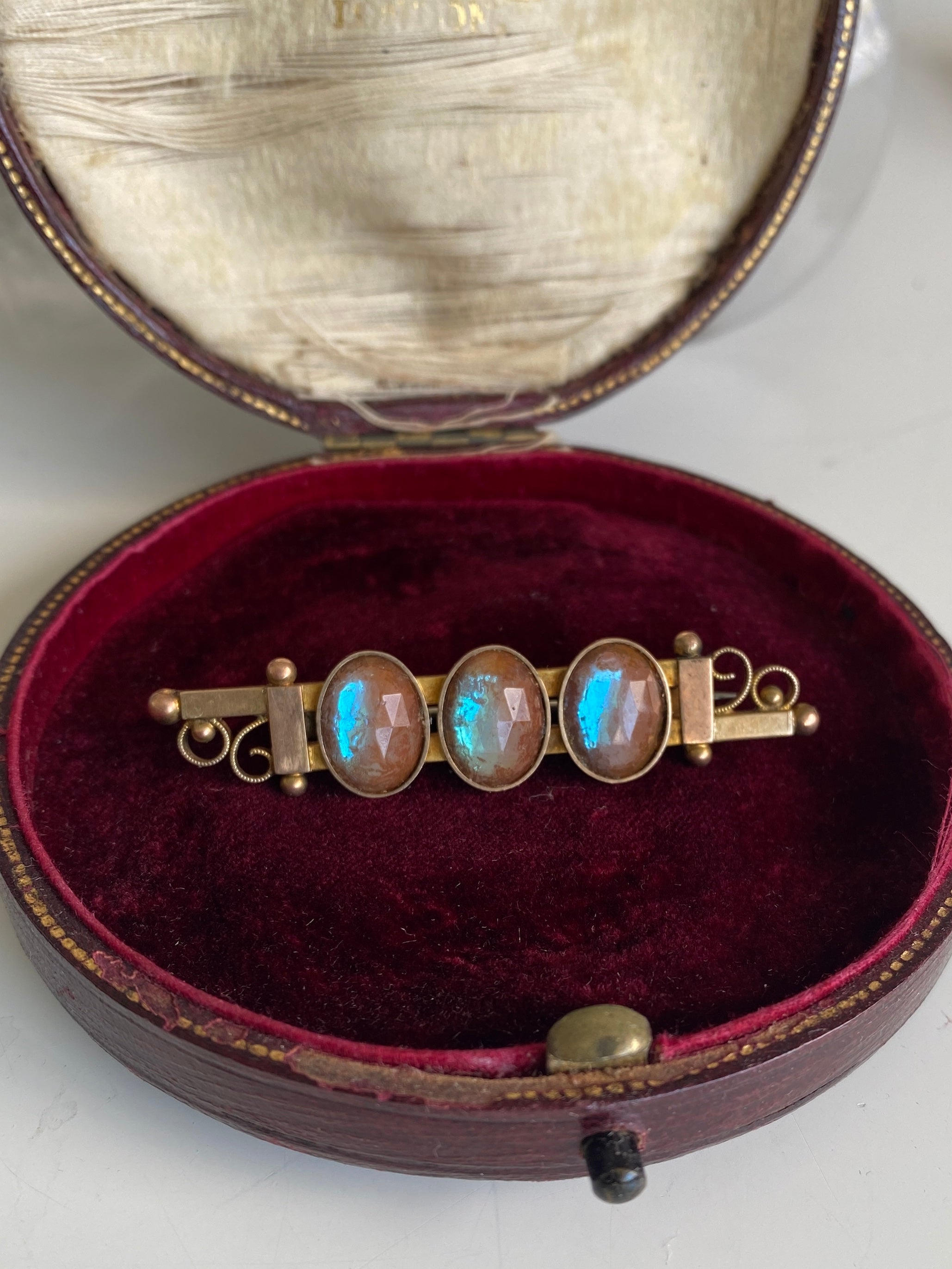 Antique Australian Saphiret Bar Brooch, Flett & Son