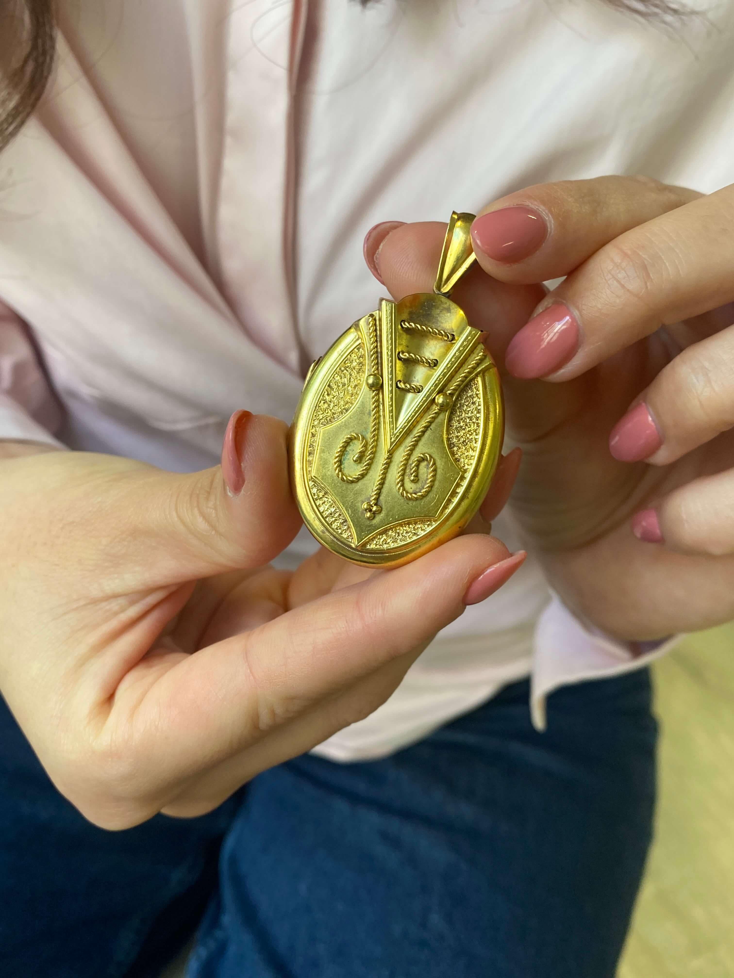 Antique Victorian Gold Archeological Revival Locket, c.1870