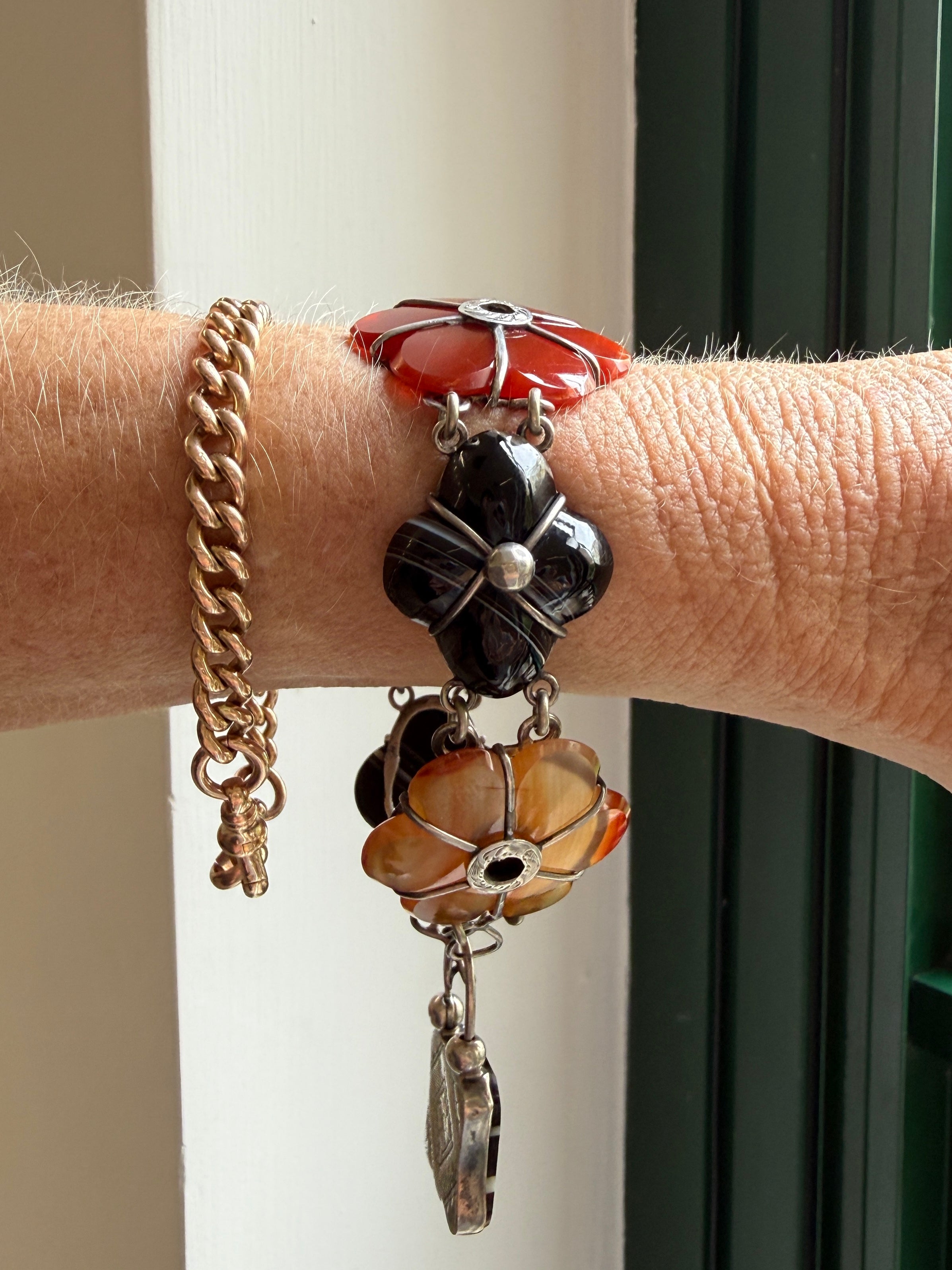 Antique Victorian Scottish Silver & Agate Bracelet
