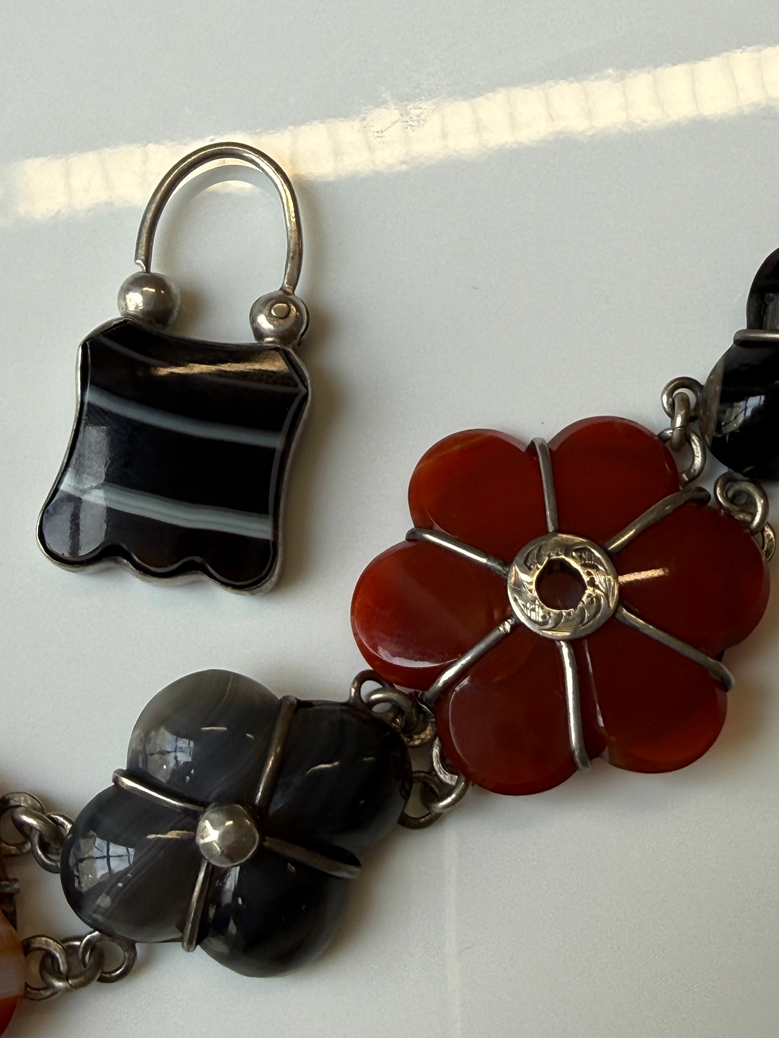 Antique Victorian Scottish Silver & Agate Bracelet