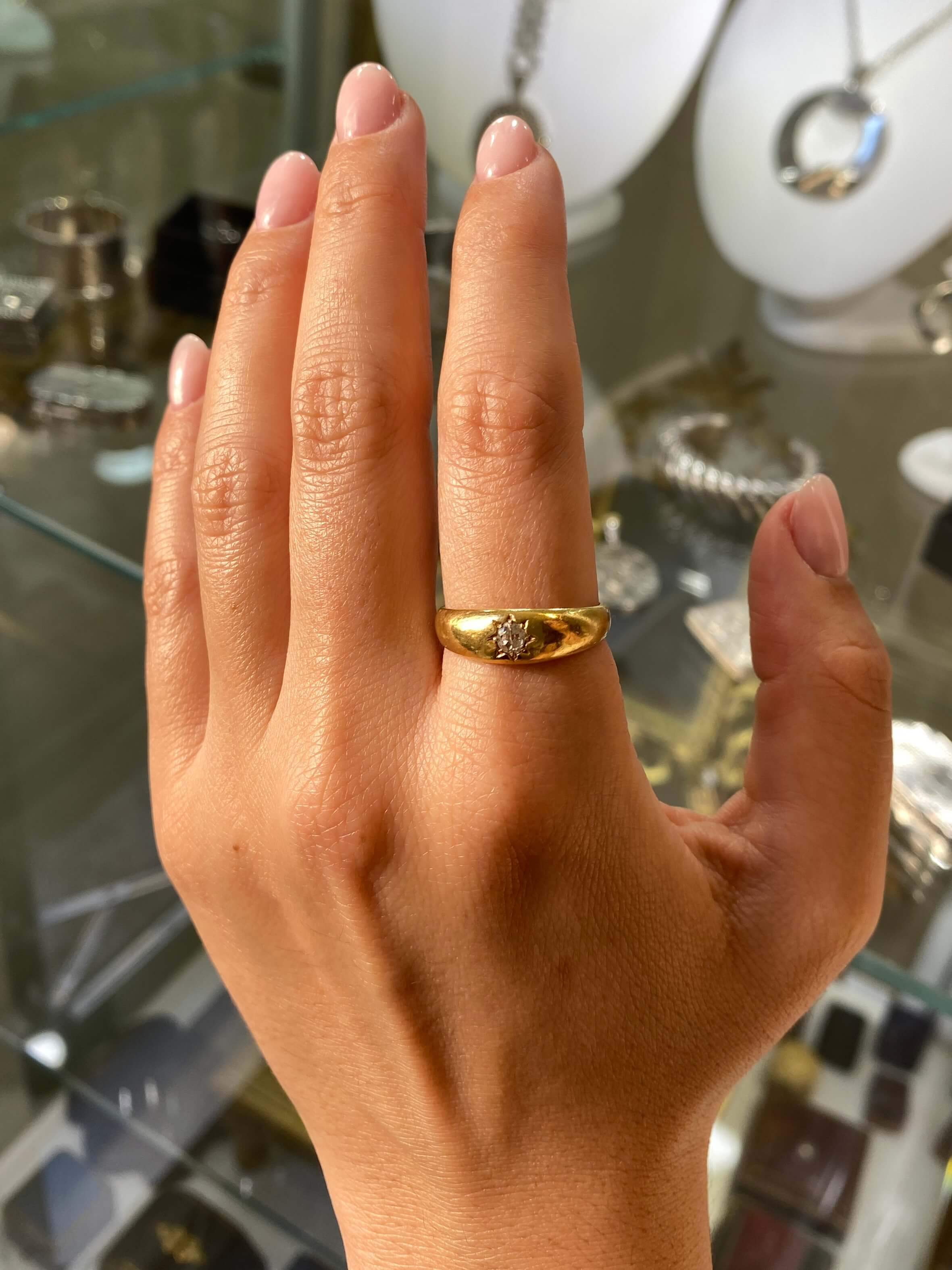 Antique Diamond Gypsy Ring, 1912 18ct yellow gold