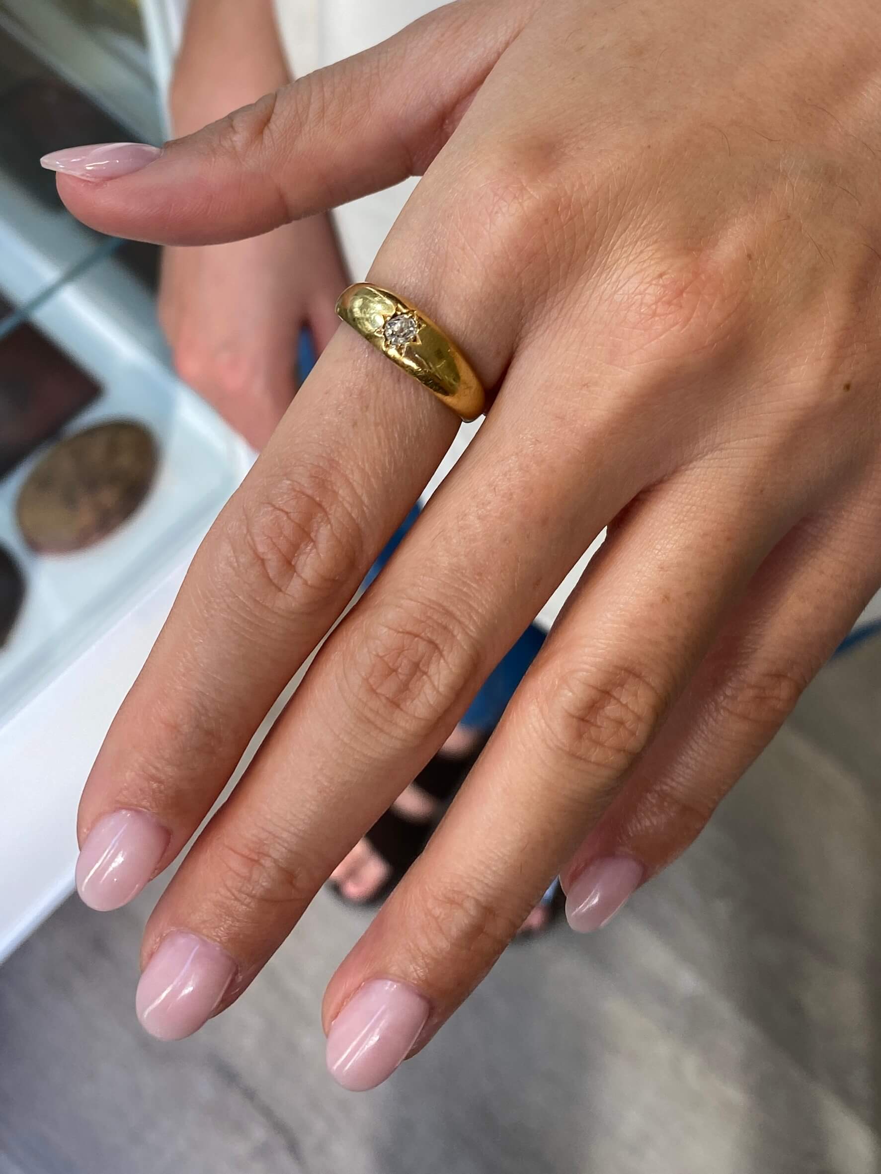 Antique Diamond Gypsy Ring, 1912 18ct yellow gold