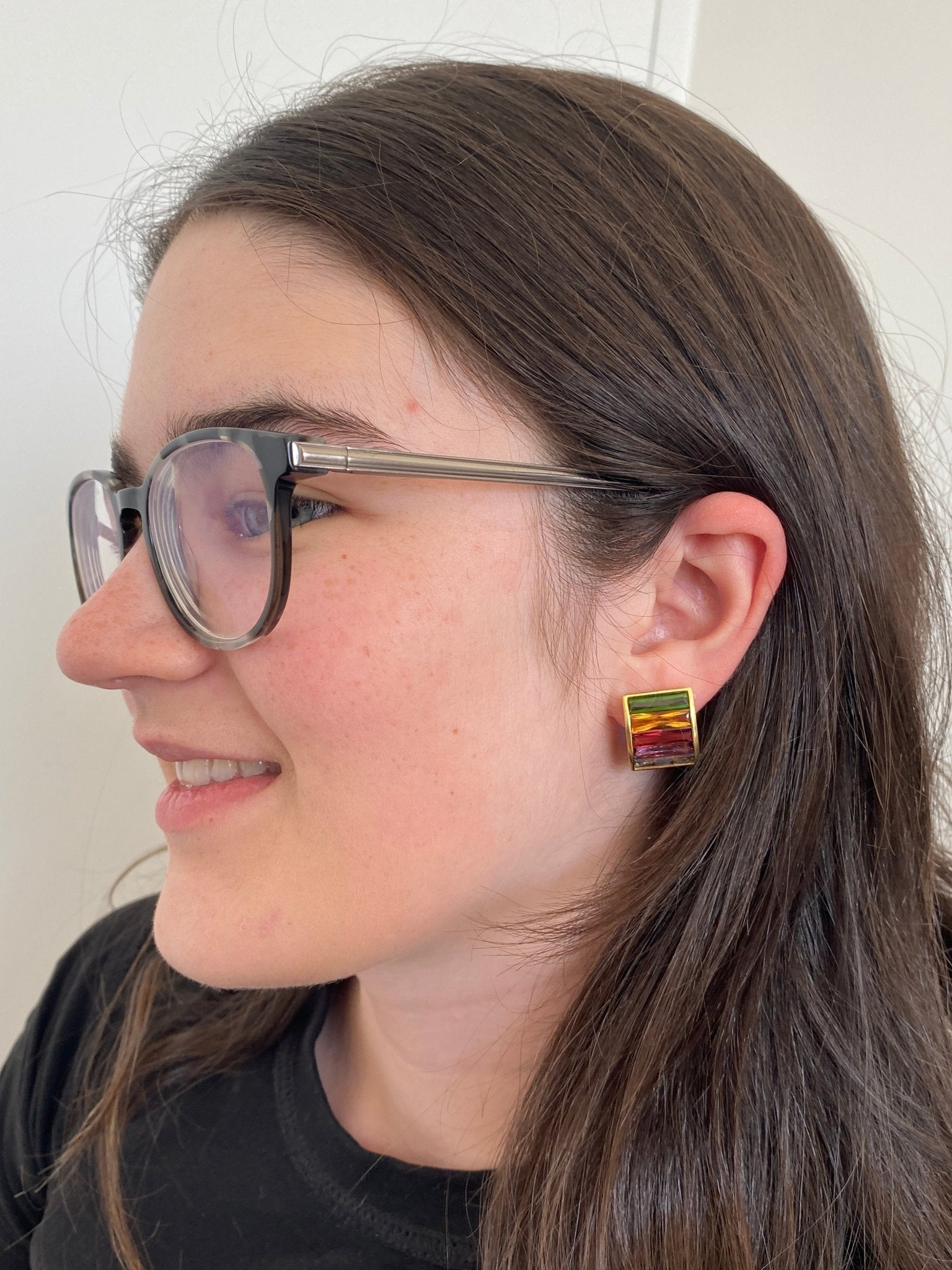 18ct Multi-Stone Earrings, 1980s