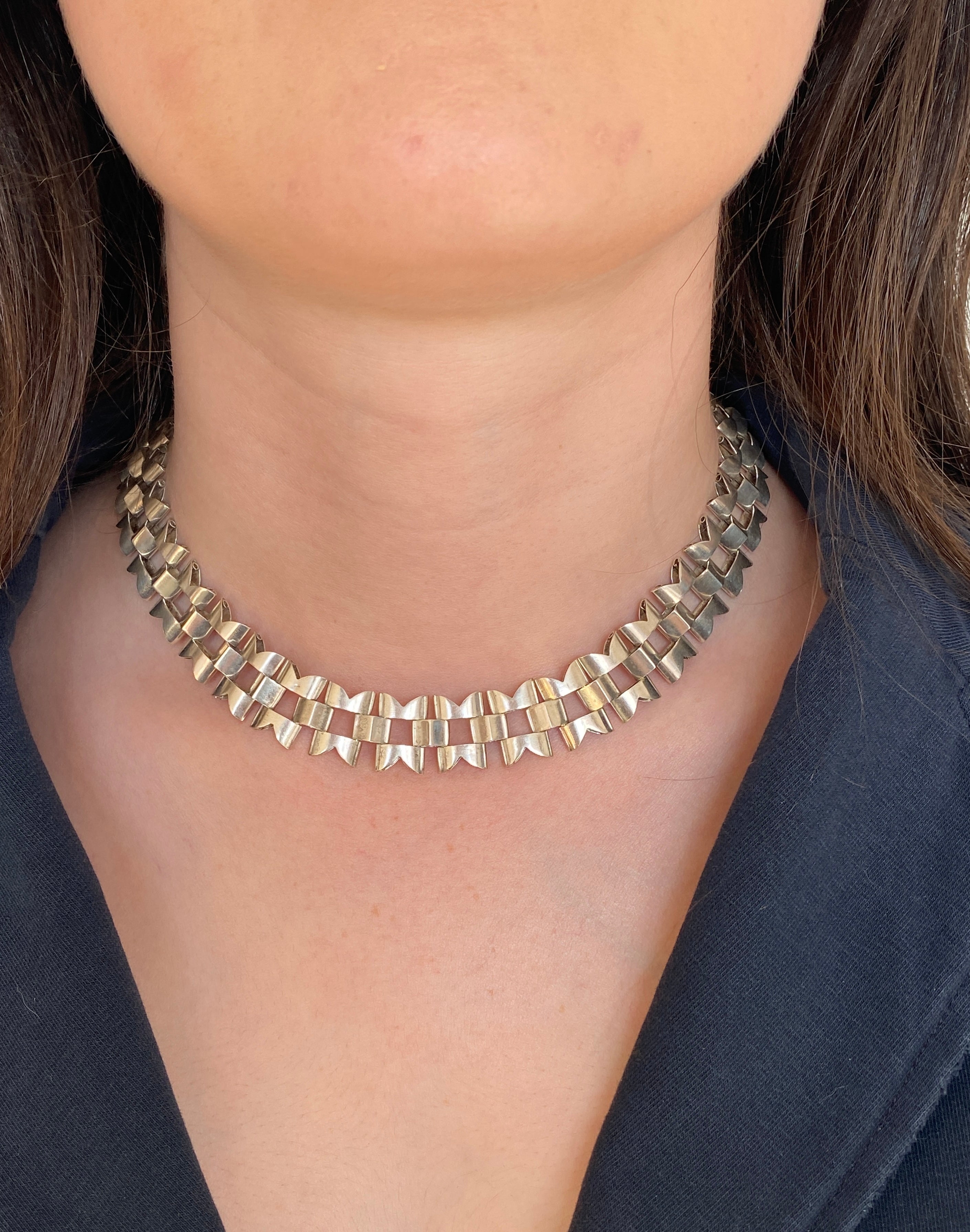 Antique Victorian Silver Collar & Locket, 1880s