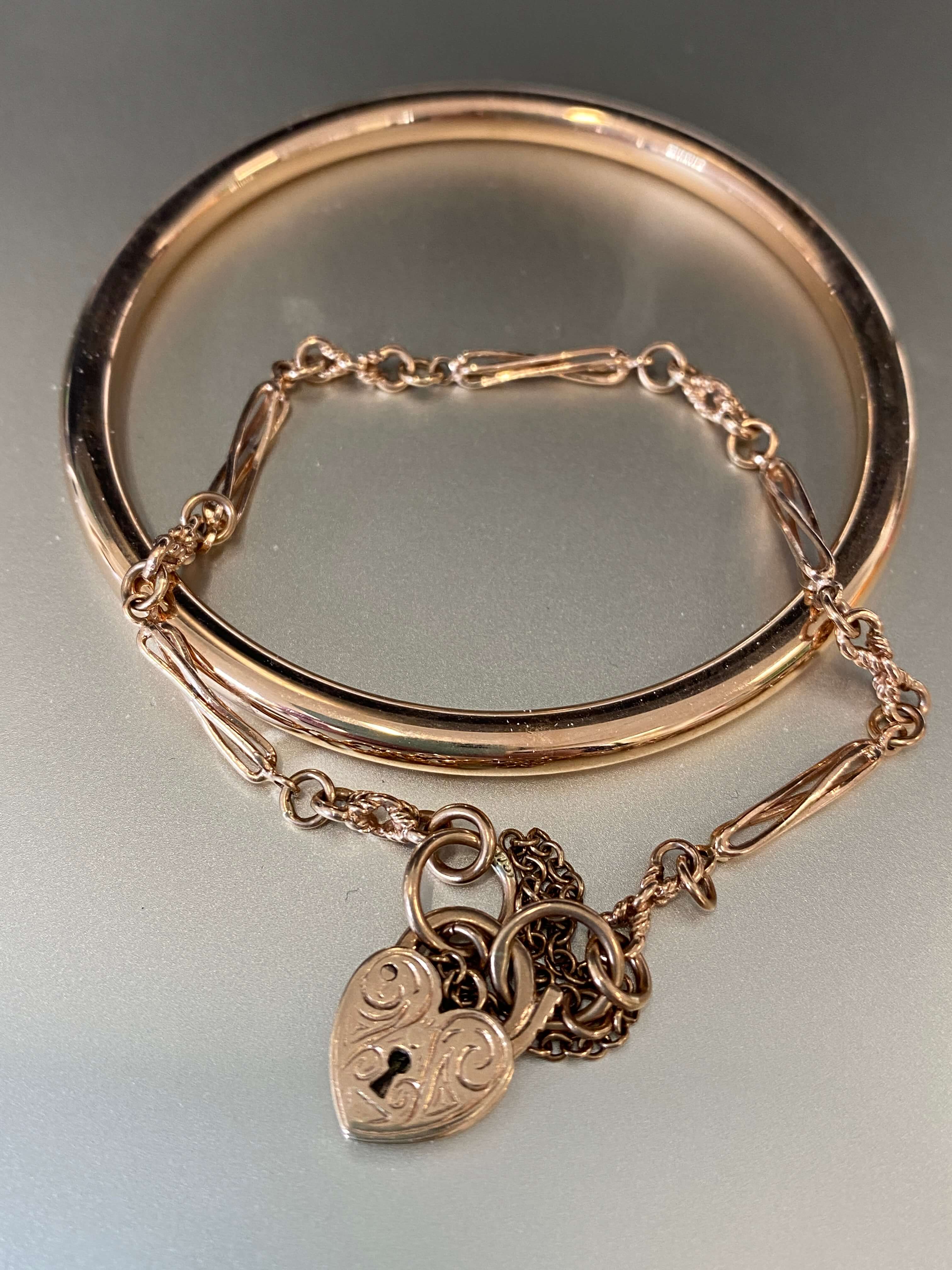 Vintage 9ct Rose Gold Fancy Link Padlock Bracelet