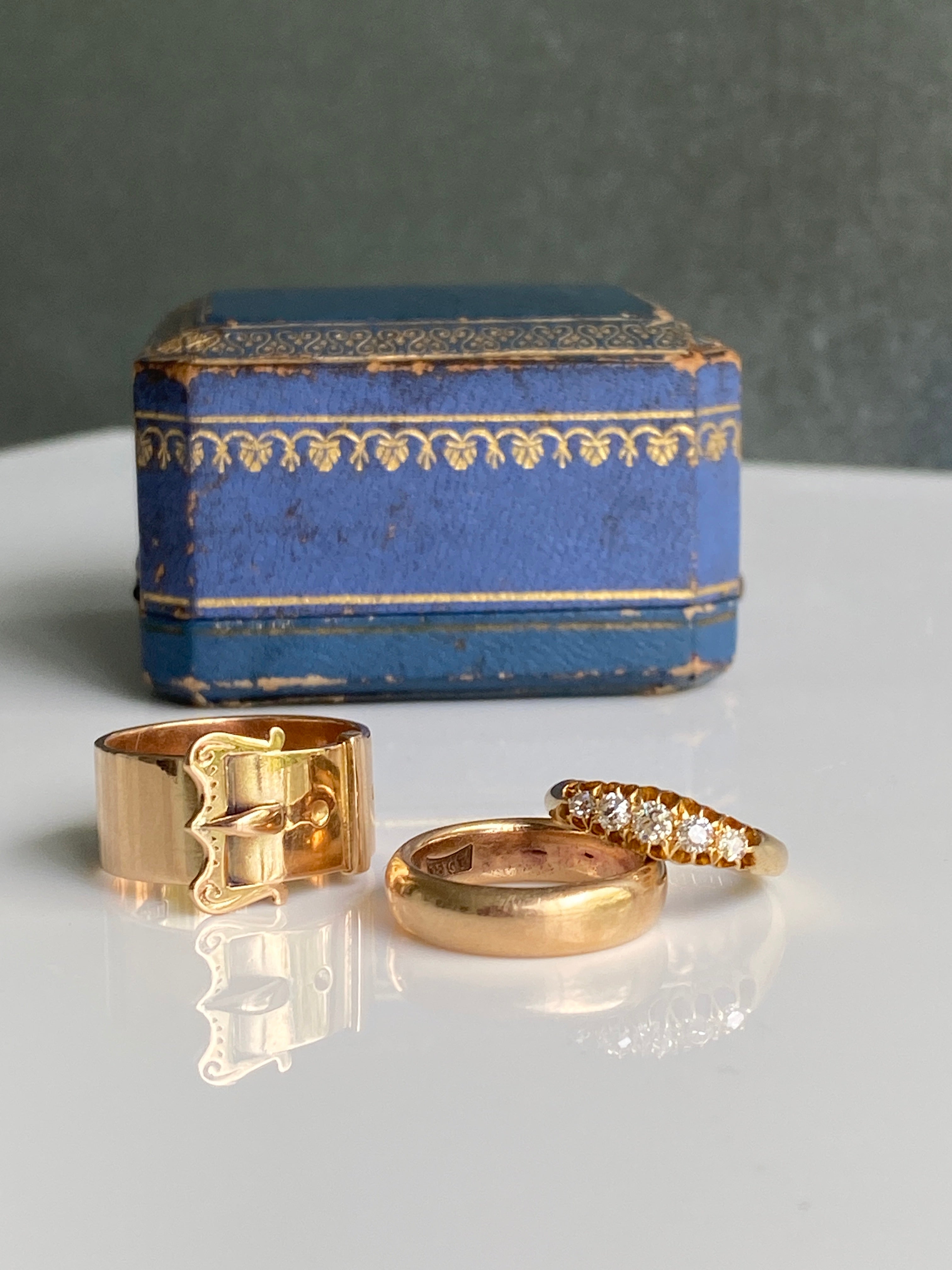 Antique Yellow Gold and diamond bridge ring