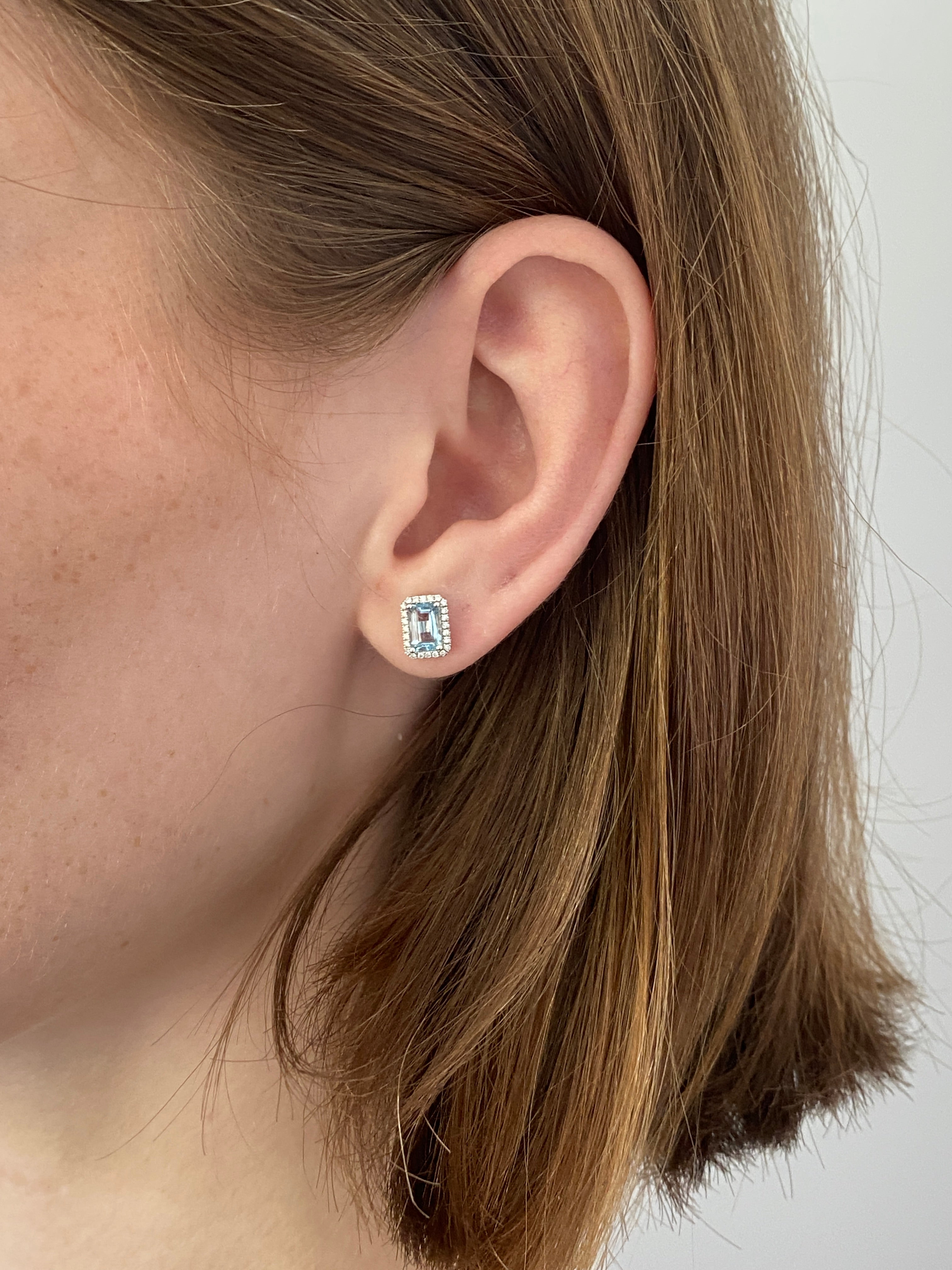 Aquamarine & Diamond Halo Earrings