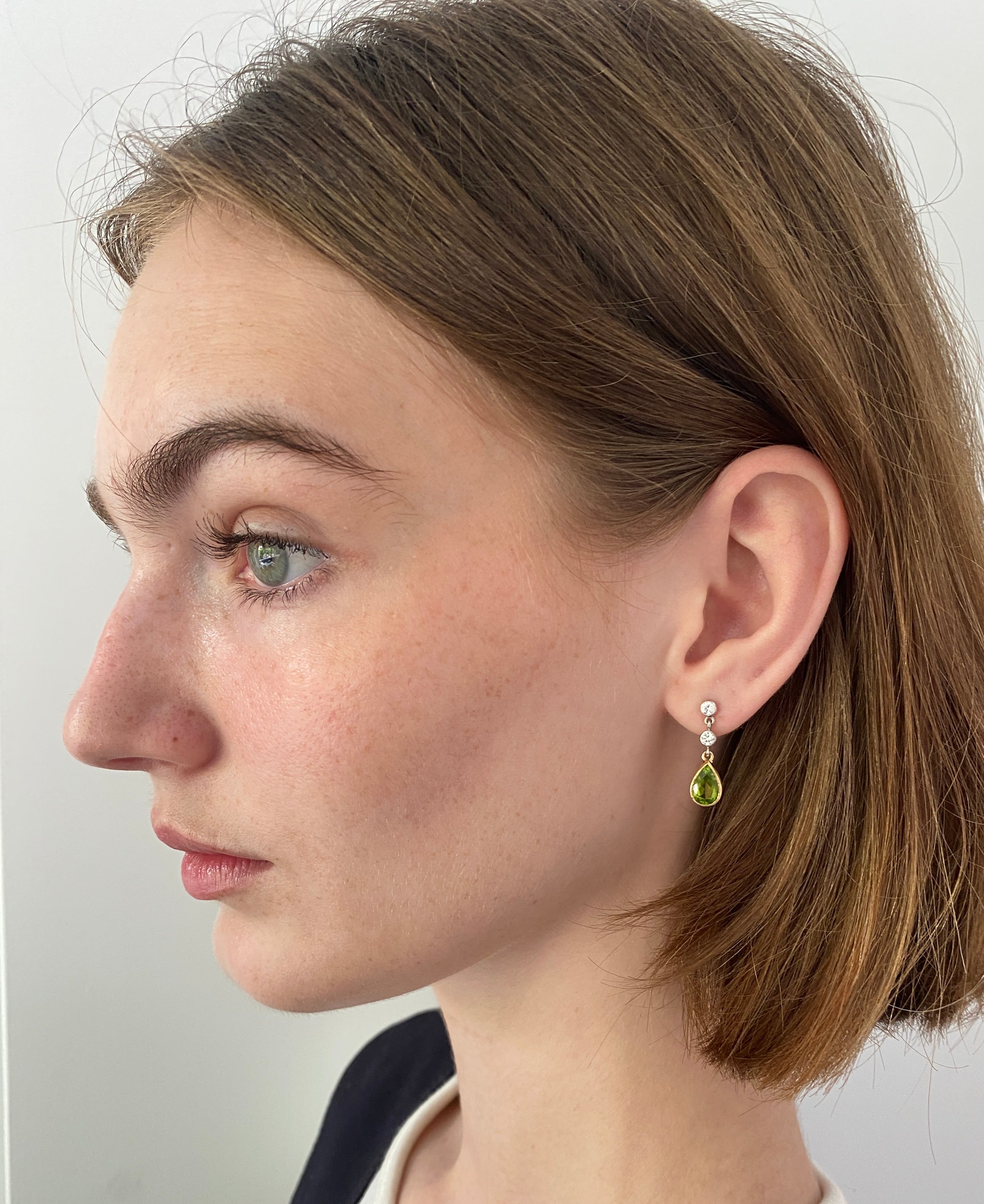 Peridot & Diamond Drop Earrings