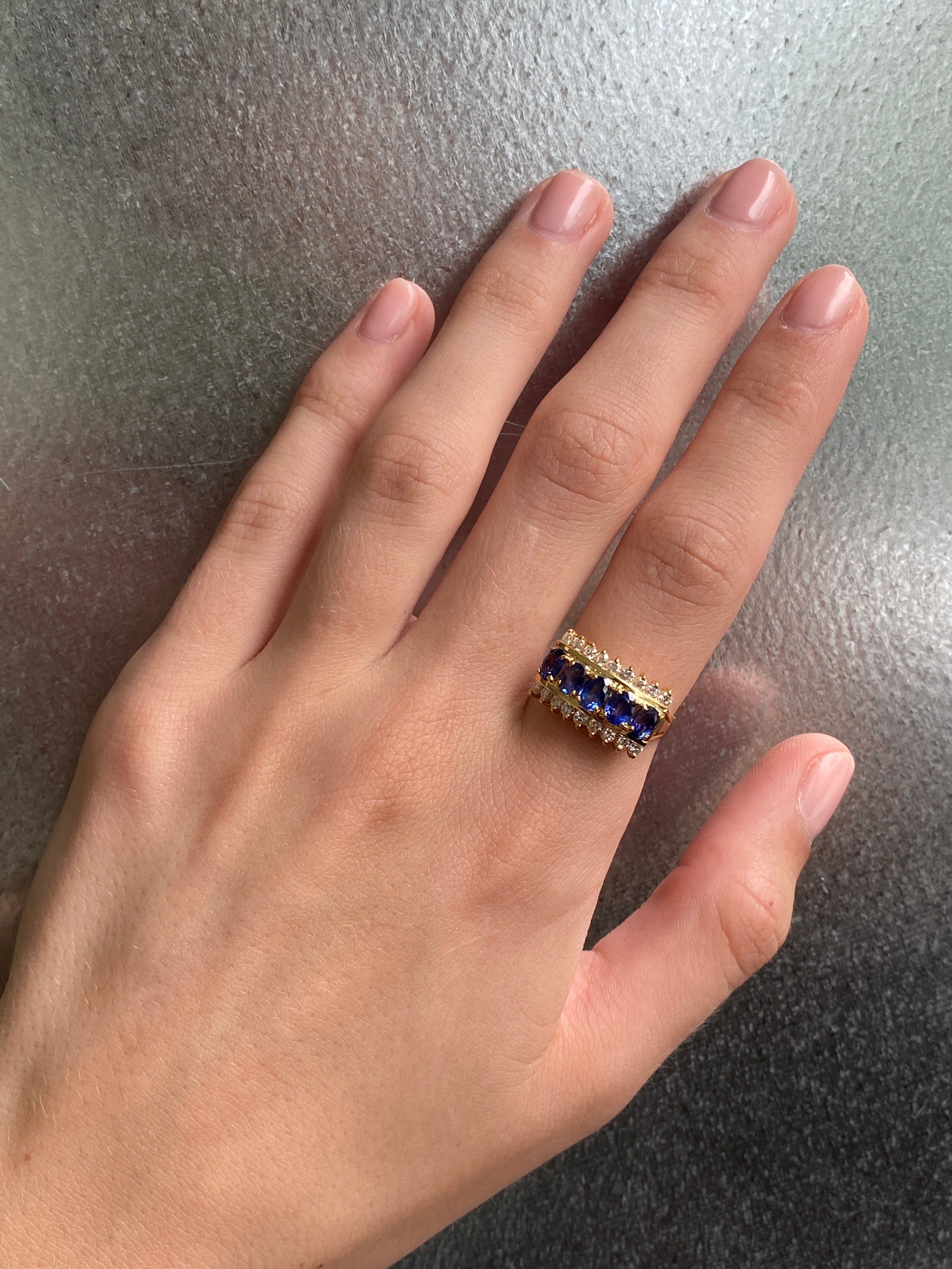 Vintage Sapphire & Diamond Cocktail Ring