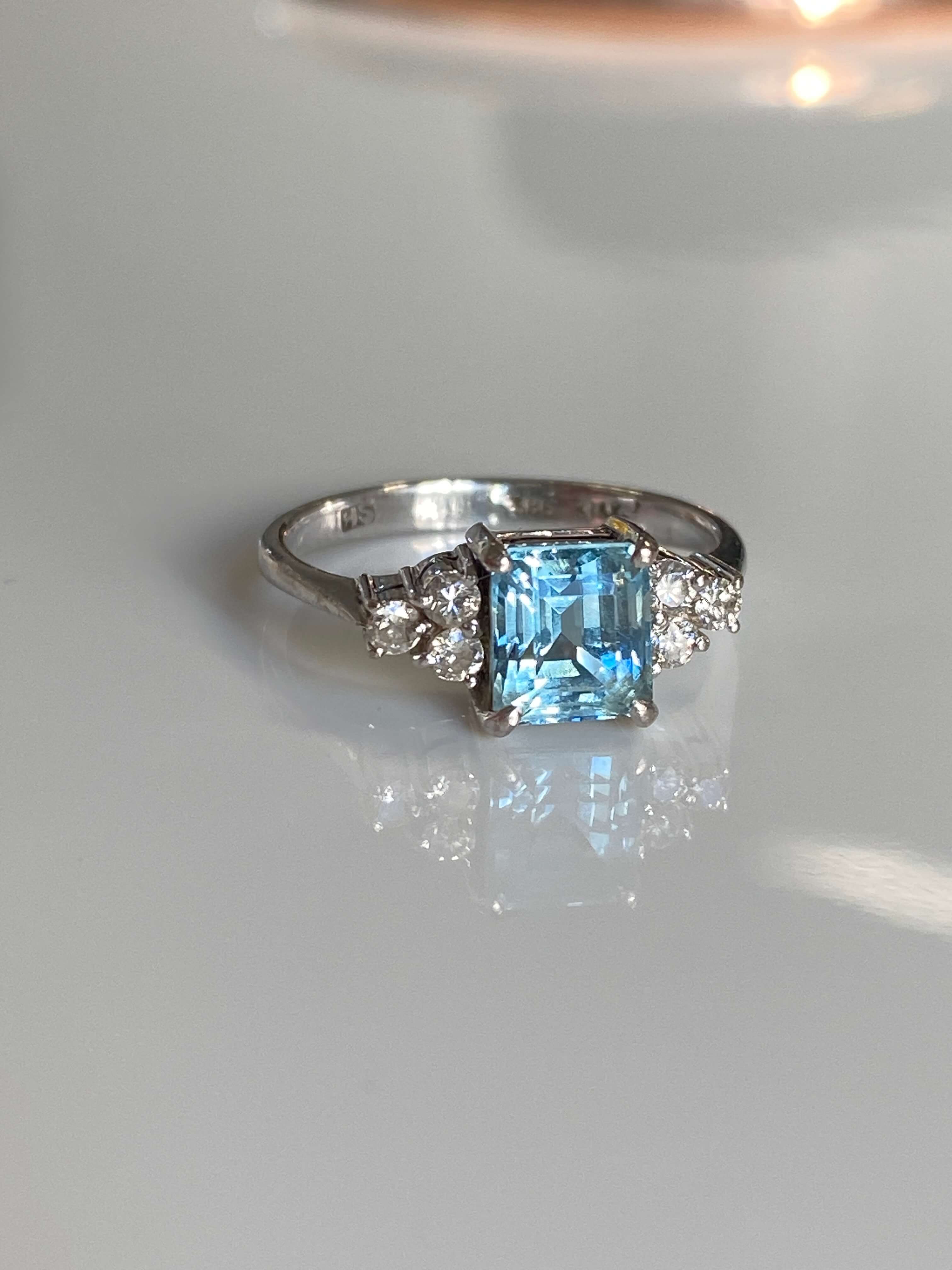 1.8 carat Aquamarine & Diamond Ring in 14ct white gold