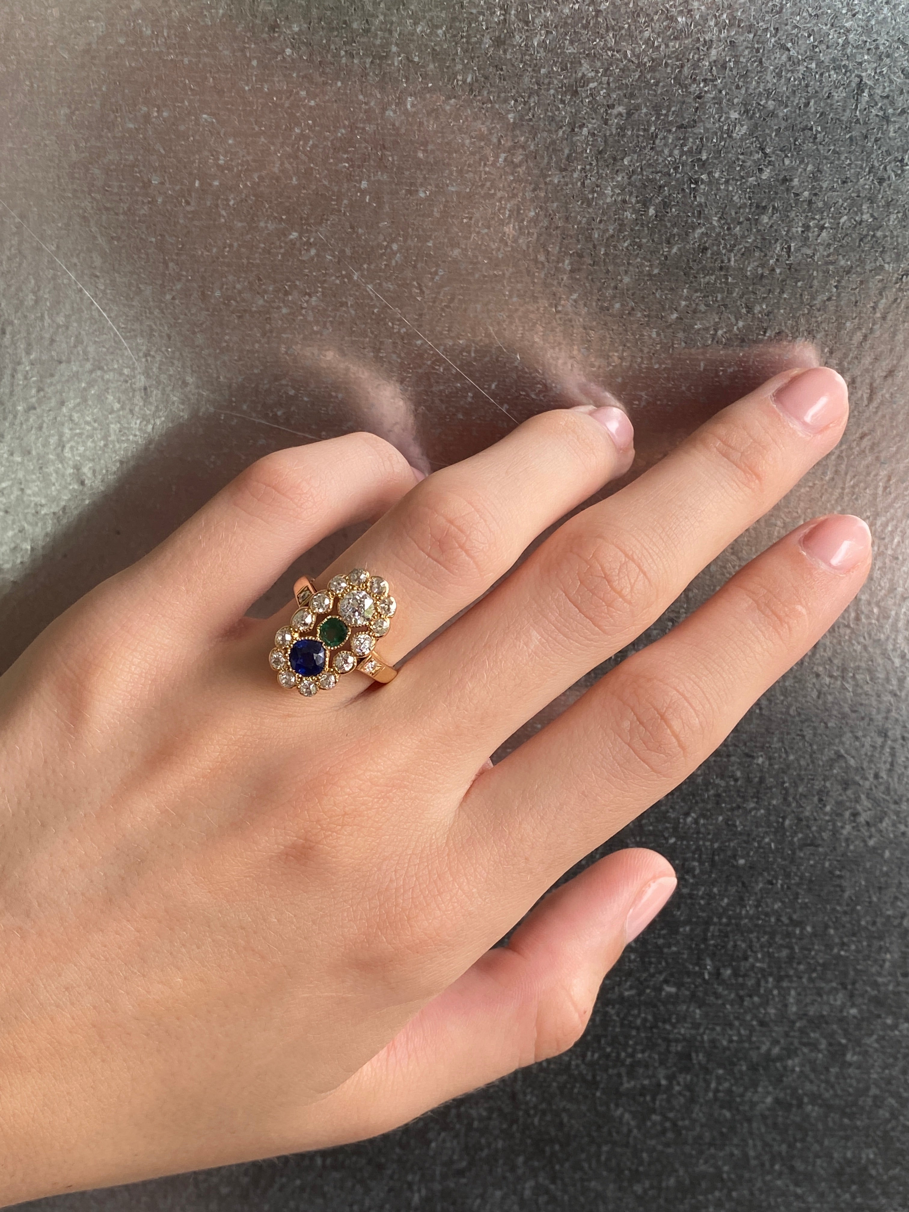 Antique Australian Diamond, Sapphire and Garnet Ring (Stevenson Bros Adelaide 1878 - 1956)
