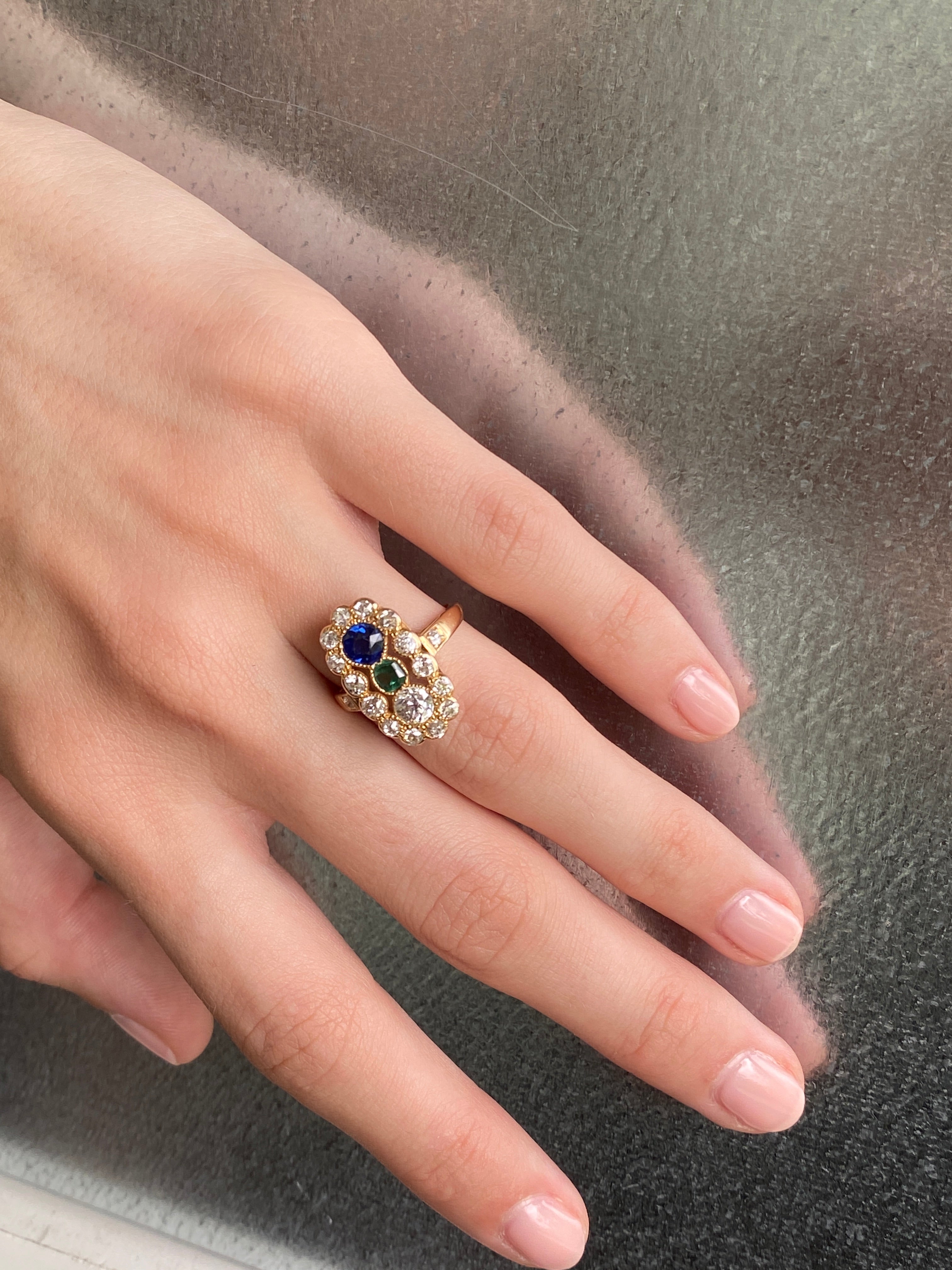 Antique Australian Diamond, Sapphire and Garnet Ring (Stevenson Bros Adelaide 1878 - 1956)