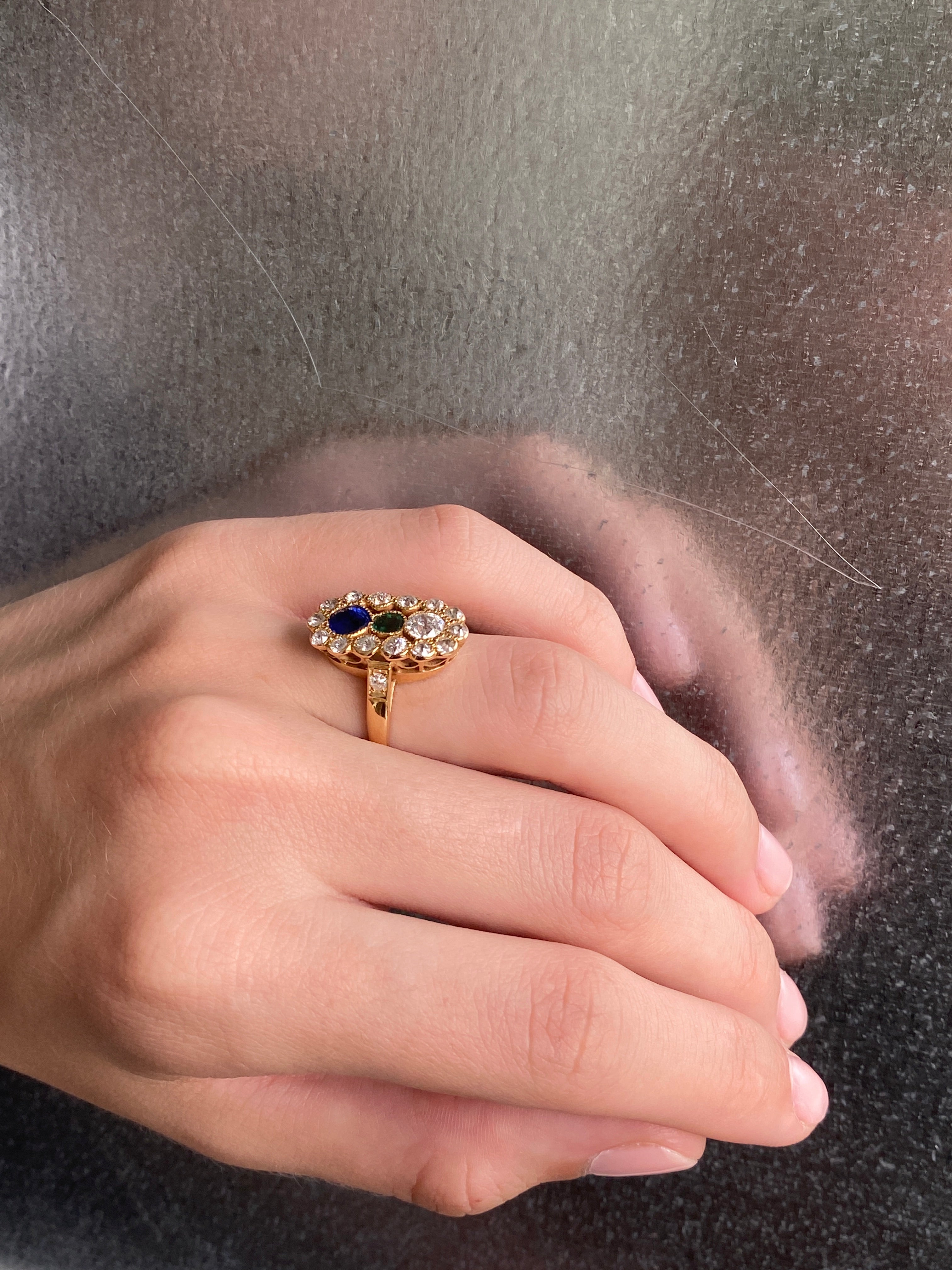 Antique Australian Diamond, Sapphire and Garnet Ring (Stevenson Bros Adelaide 1878 - 1956)