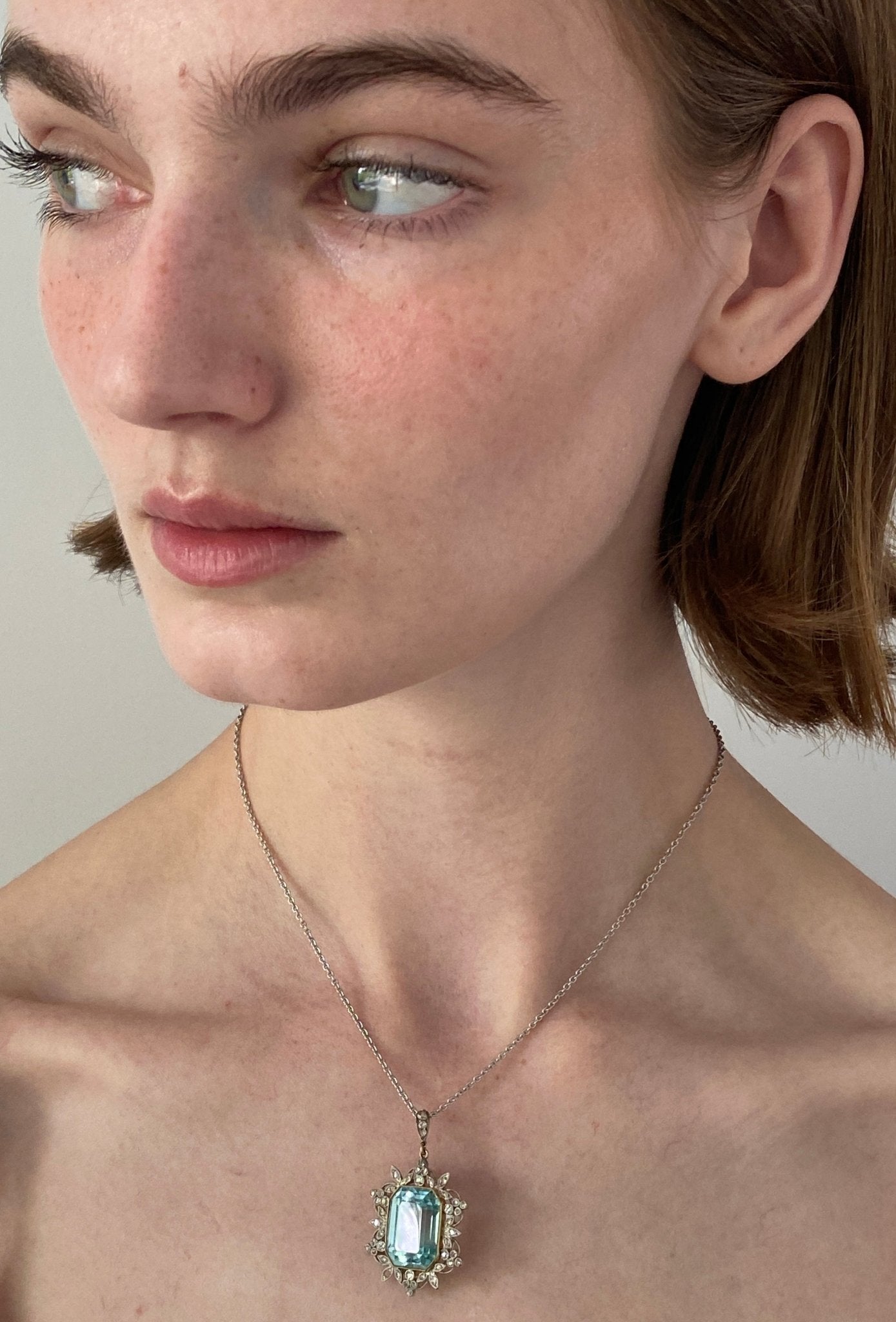 Aquamarine & Diamond Pendant