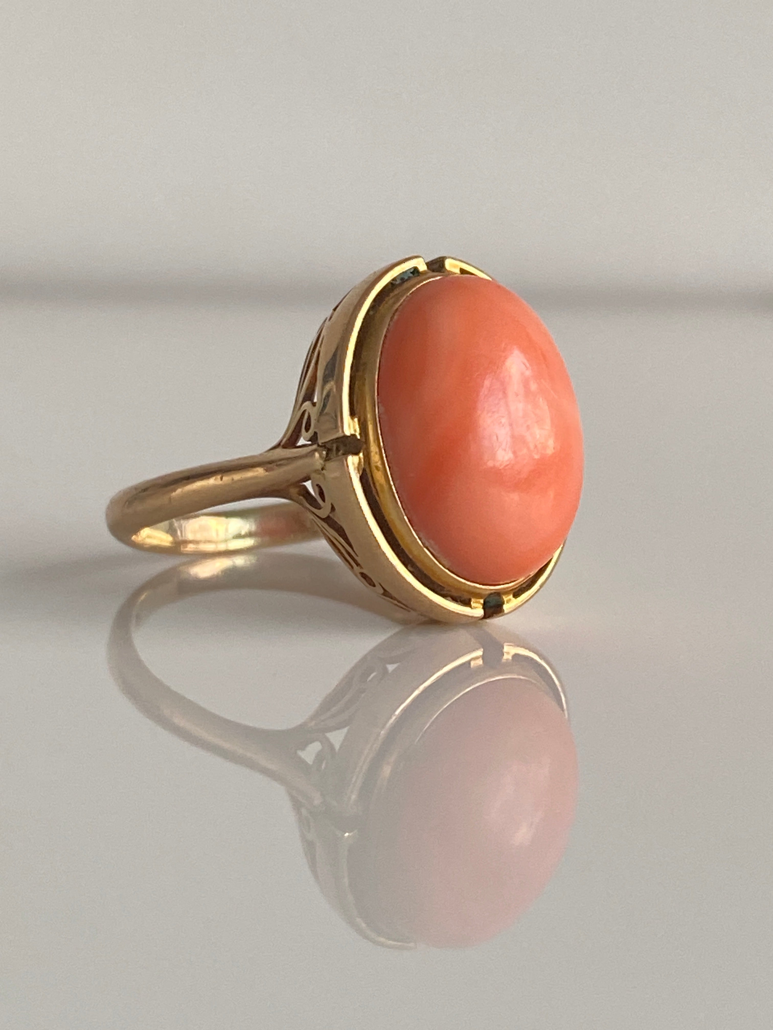 Vintage Coral Cocktail Ring, 1960s