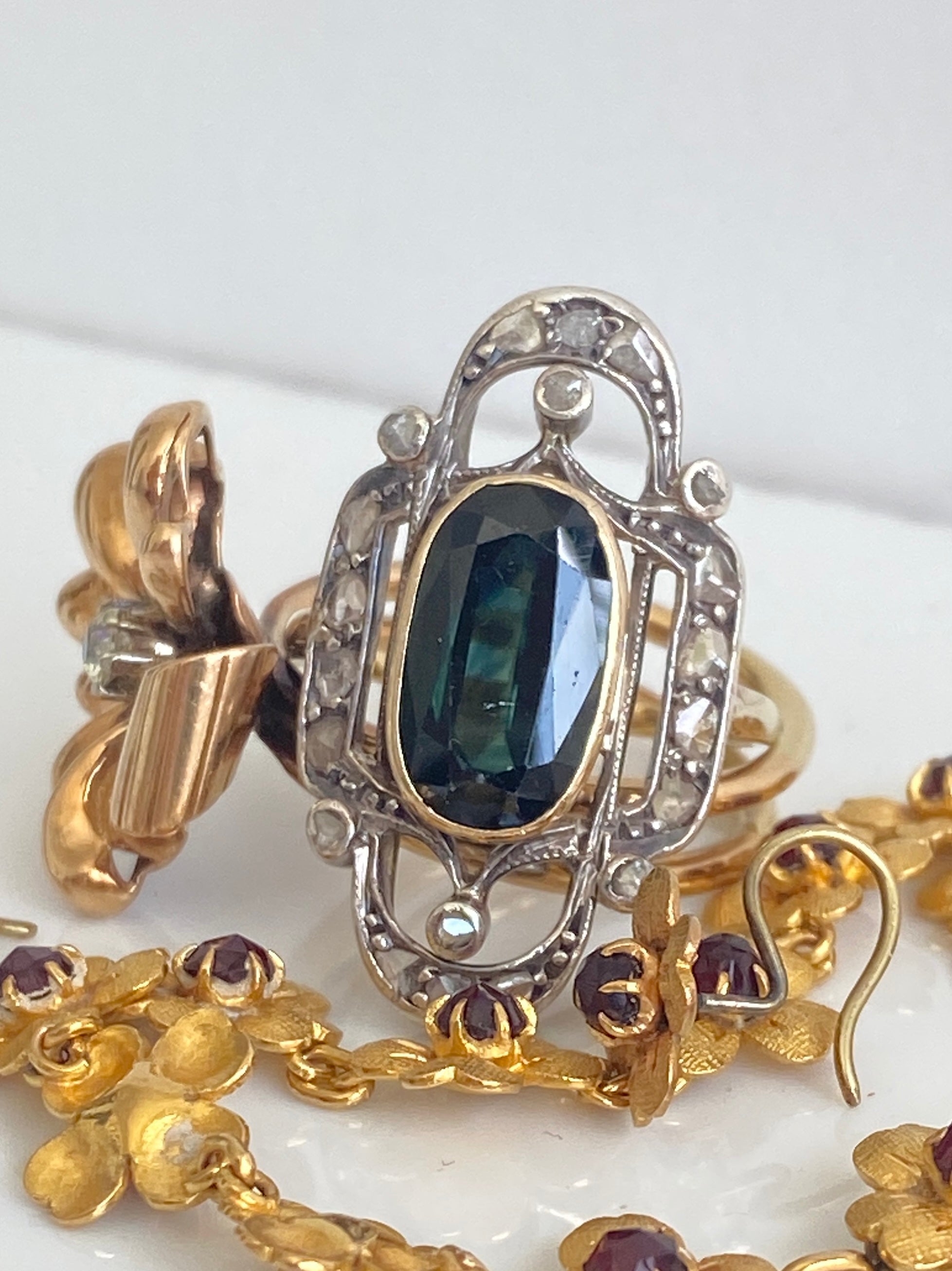 Antique European Sapphire & Diamond Ring