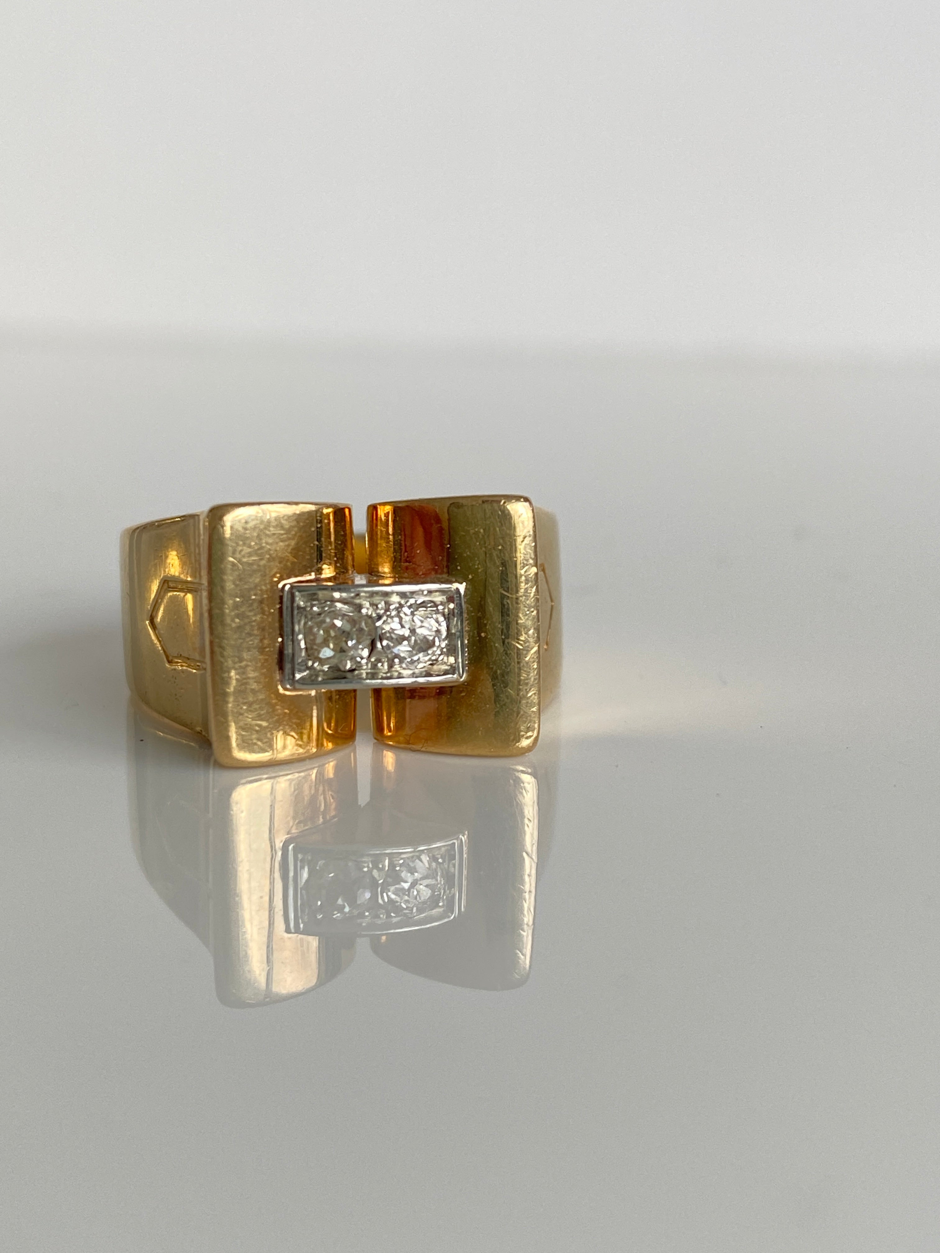 Gold & Diamond Cocktail Ring, 1940s