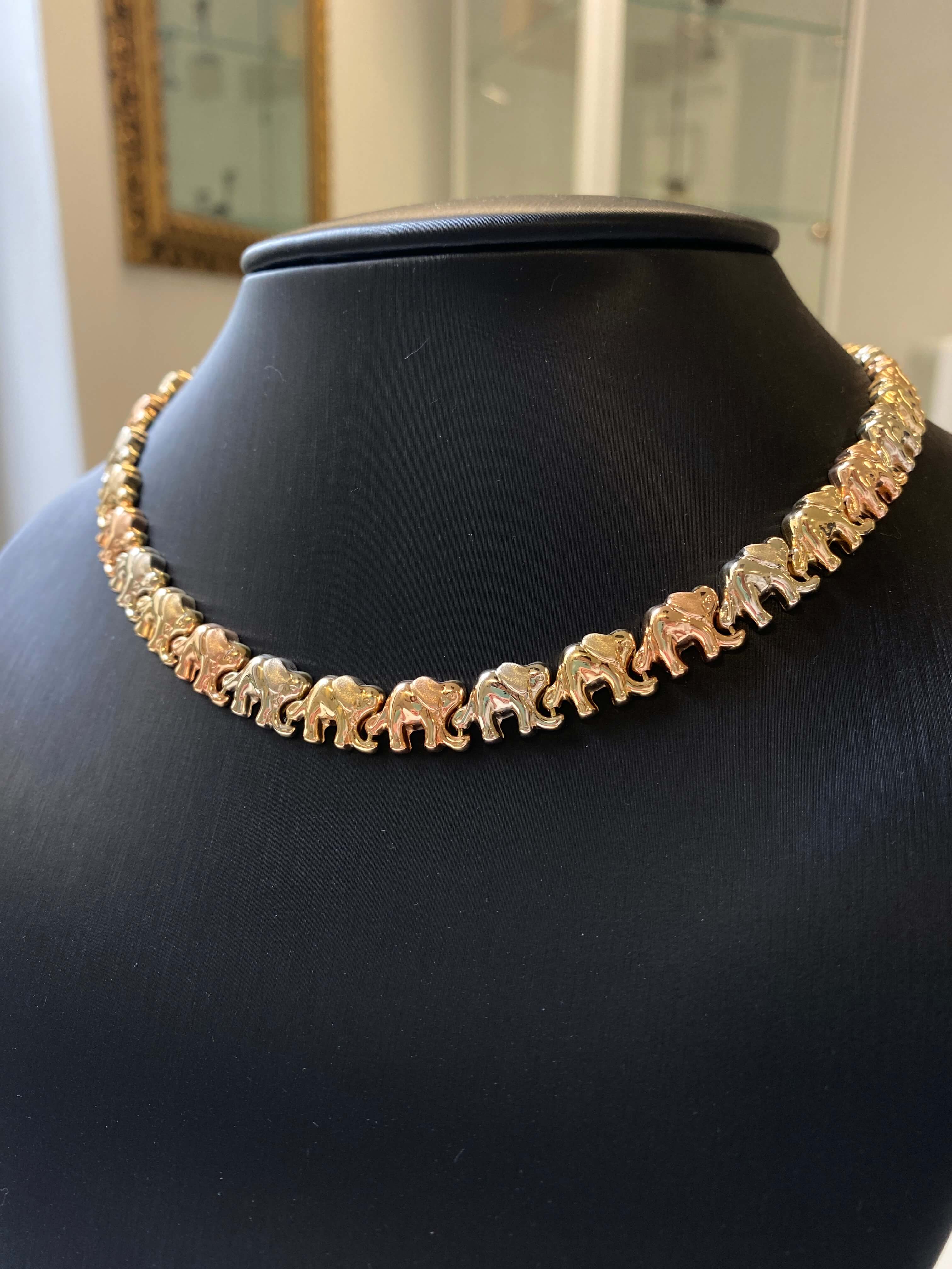 Italian Tri-Colour Gold Elephant Collar