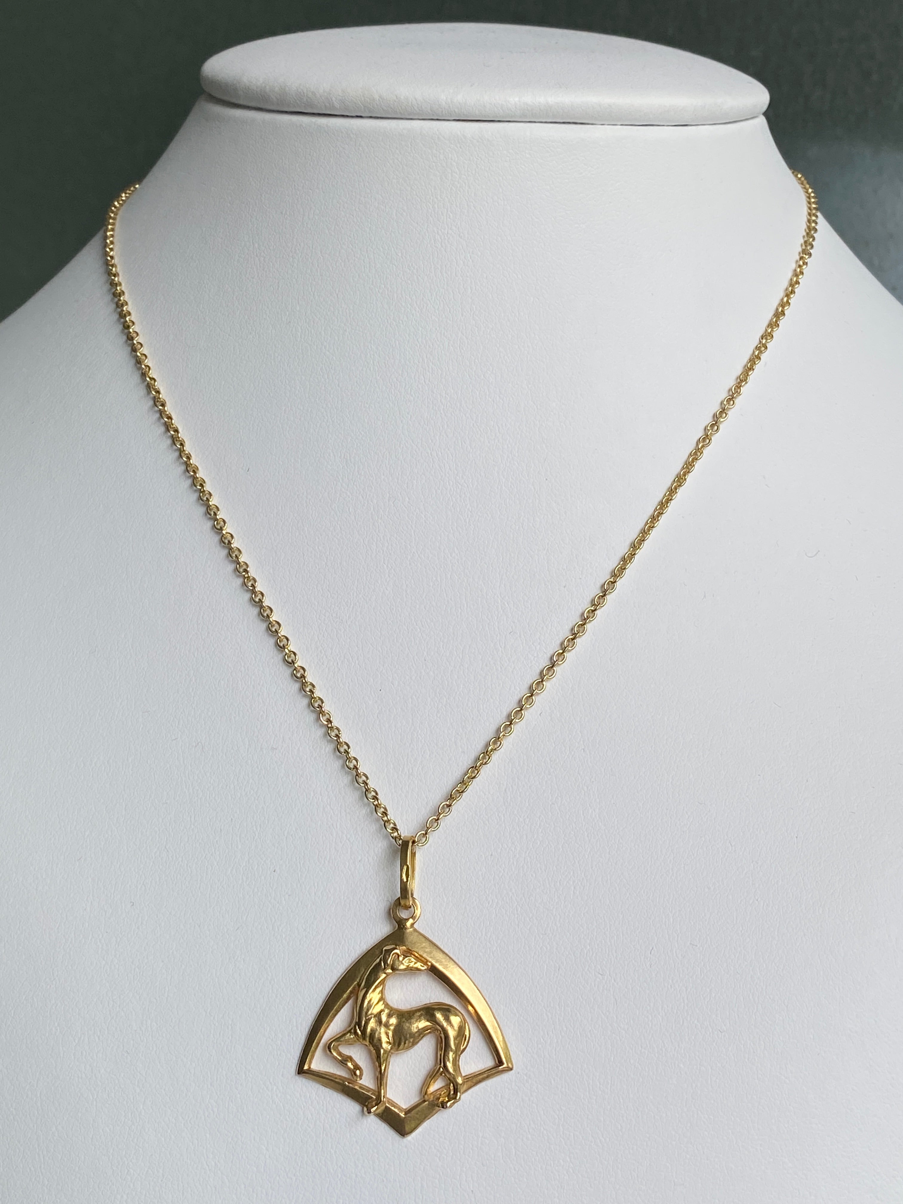 European Gold Greyhound Pendant