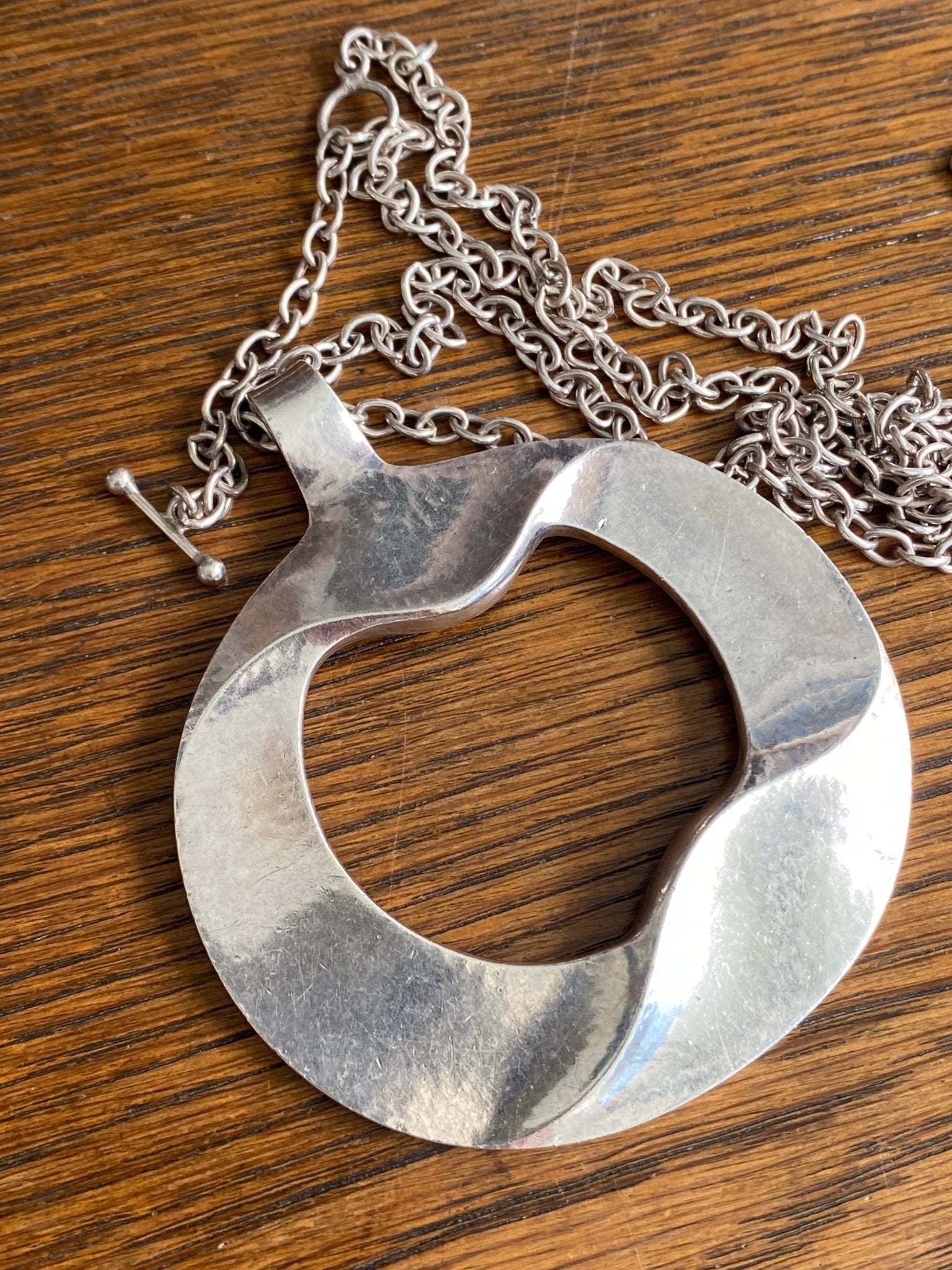 Mid-Century Pendant on Chain, Henning Koppel for Georg Jensen. Pattern number 121