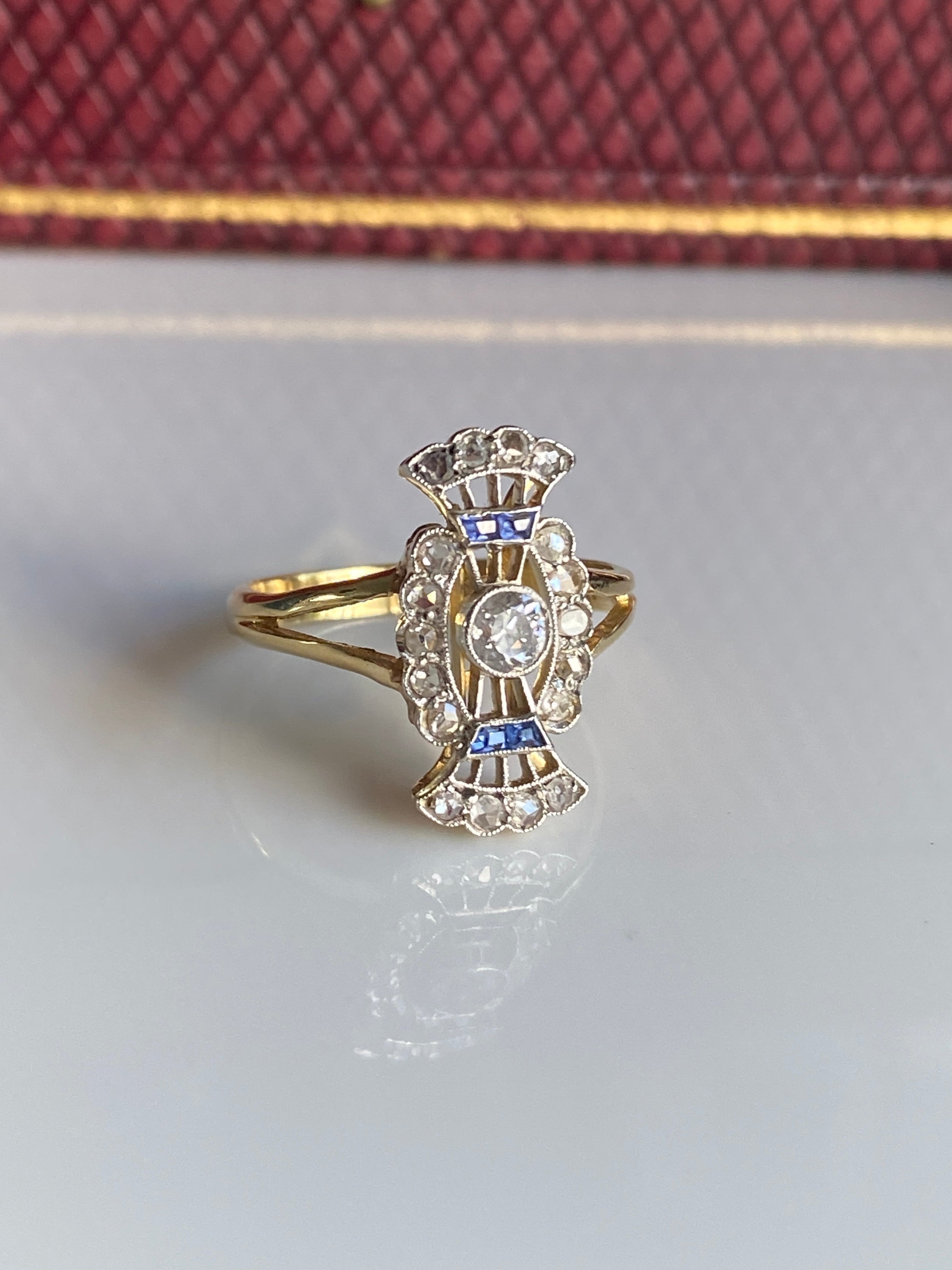 Edwardian Diamond & Sapphire Bow Ring