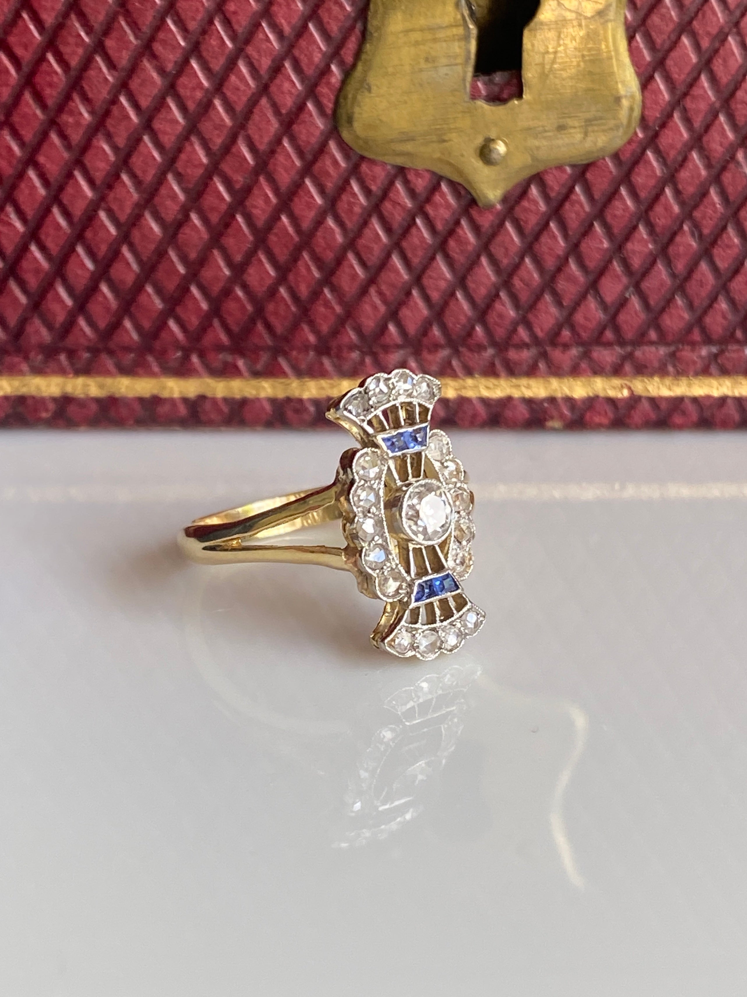 Edwardian Diamond & Sapphire Bow Ring