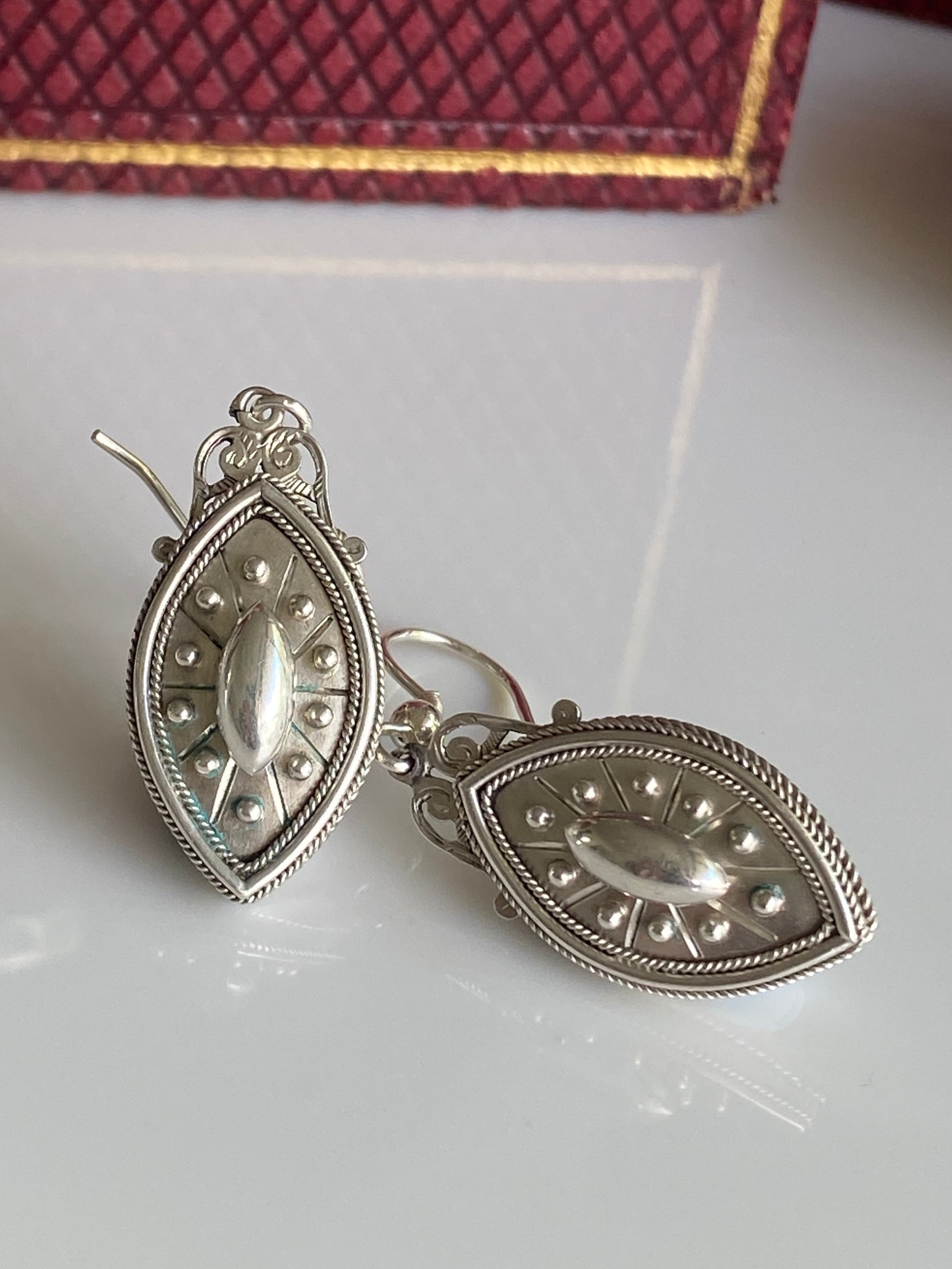 Antique Victorian Silver Earrings, 1880s