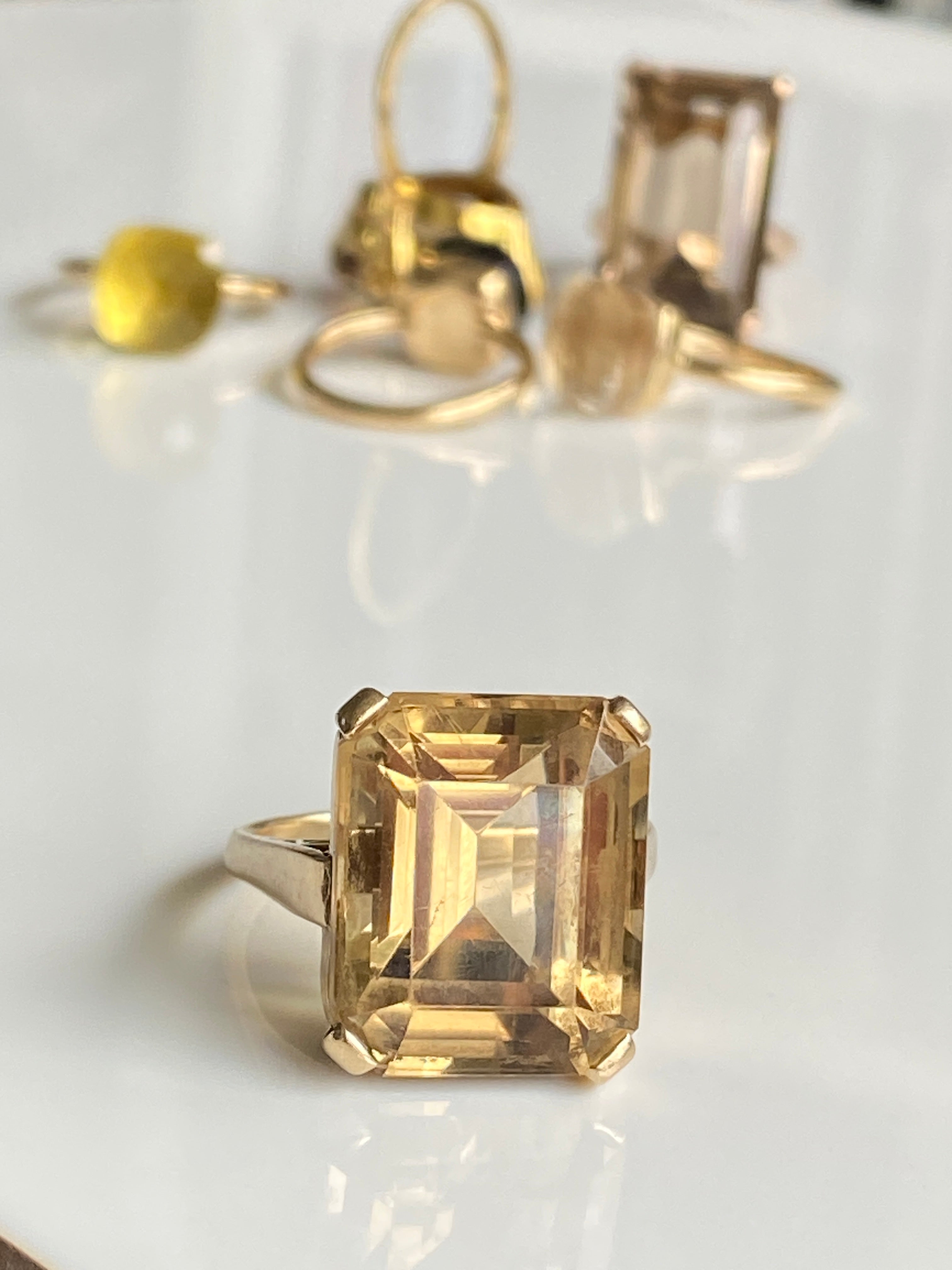 Vintage Citrine Cocktail Ring, 1960s