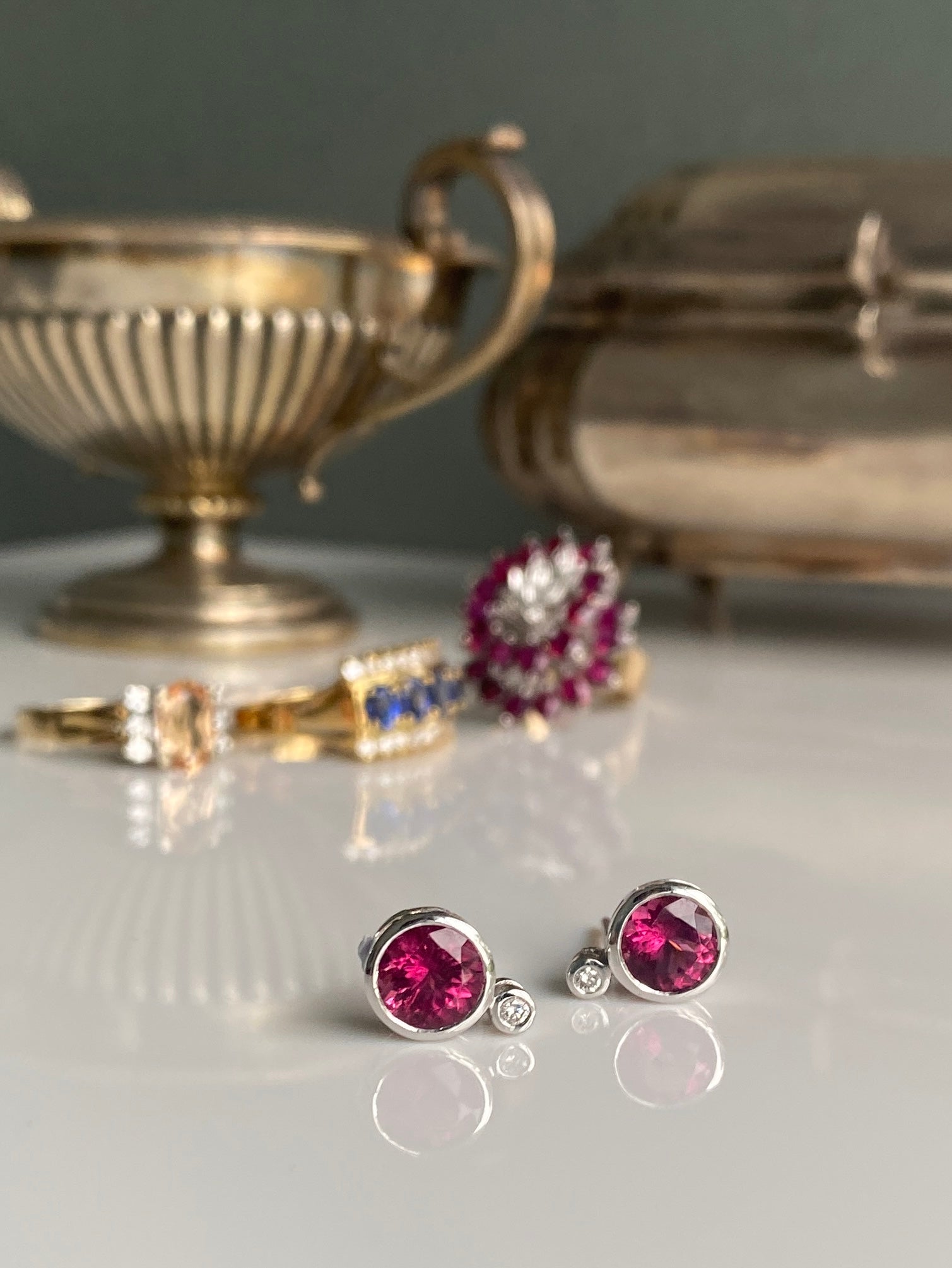 Modern Tourmaline & Diamond Earrings