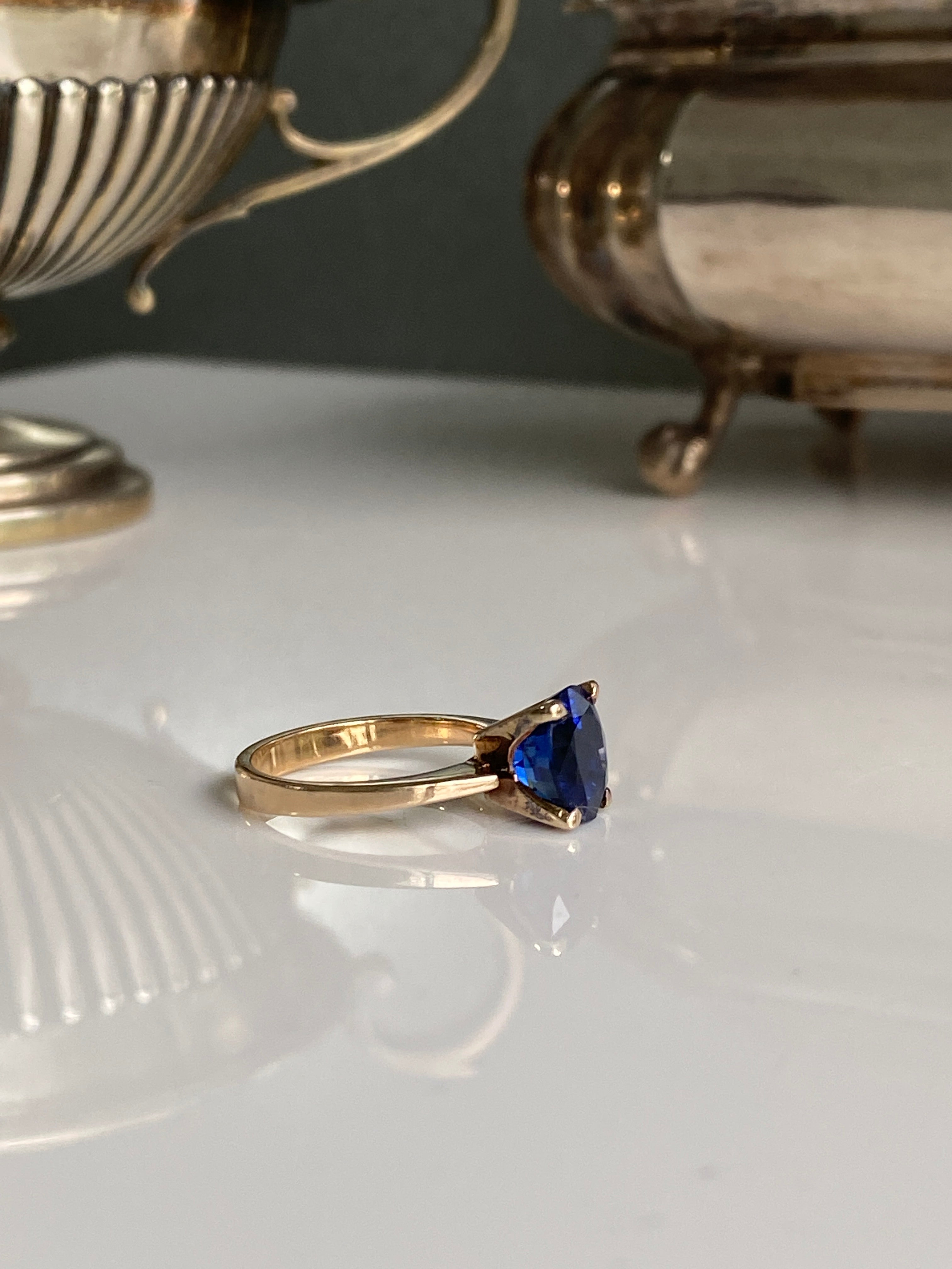 Vintage Solitaire Sapphire Ring