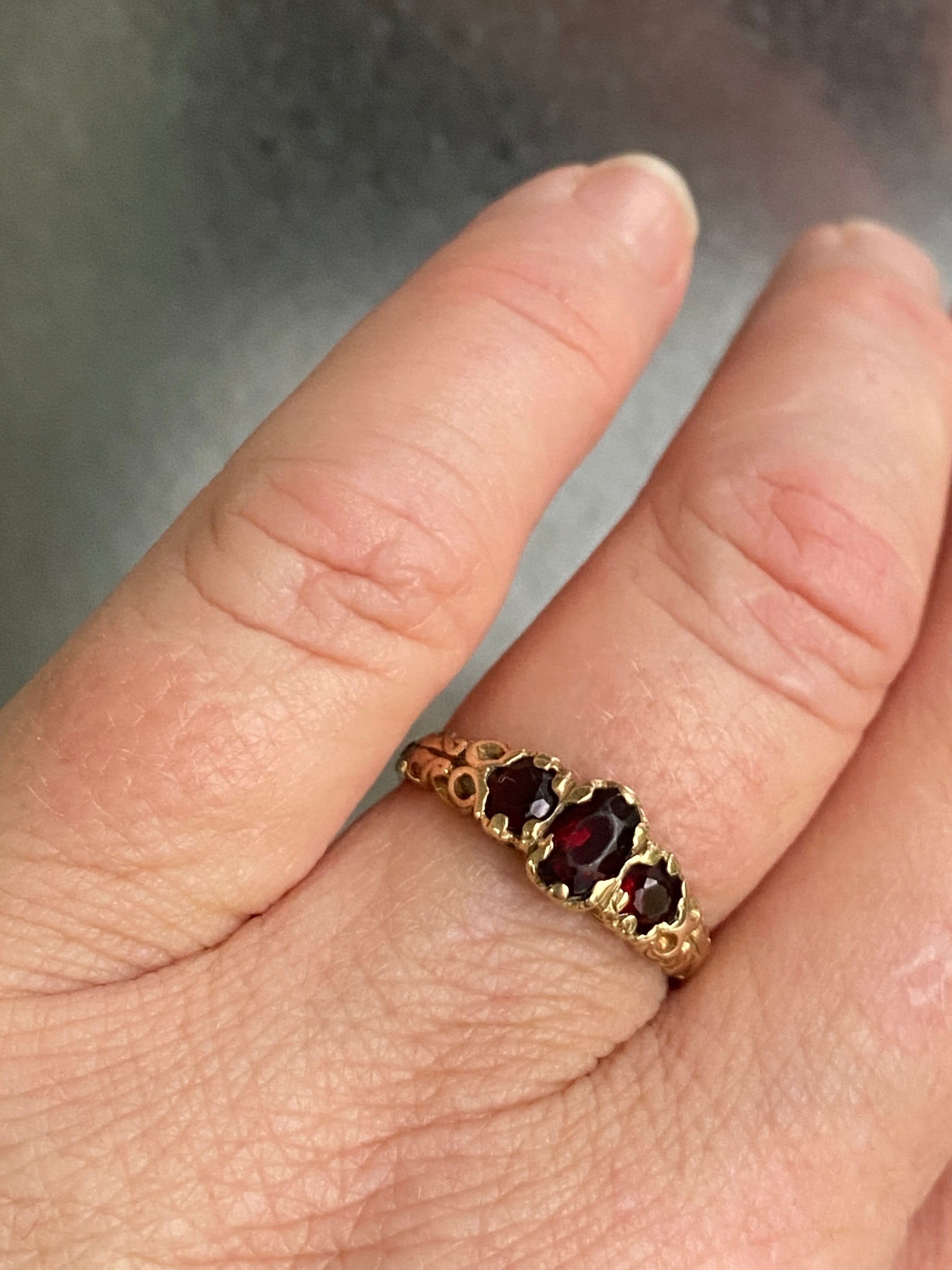 Vintage Garnet Trilogy Ring