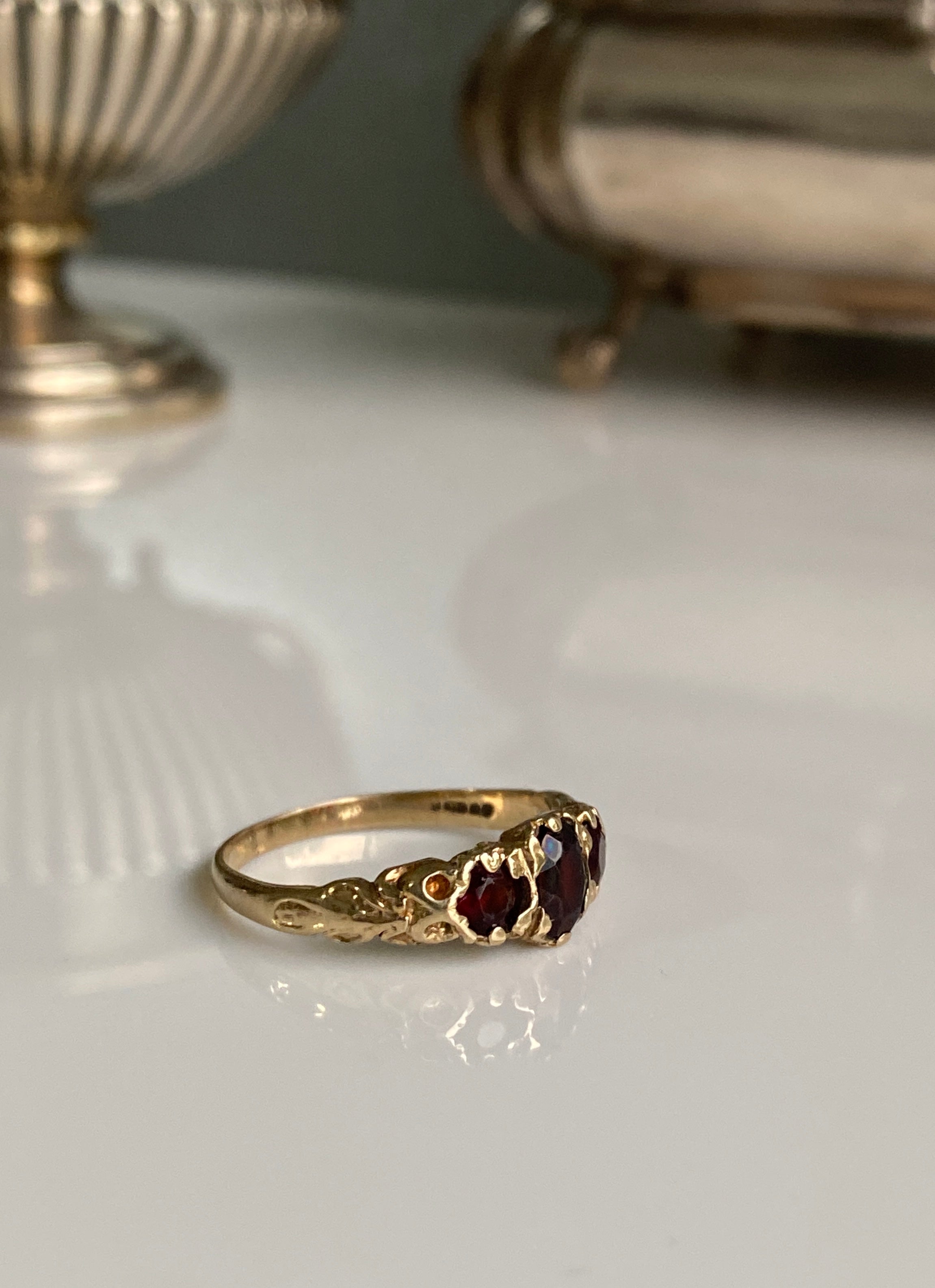 Vintage Garnet Trilogy Ring