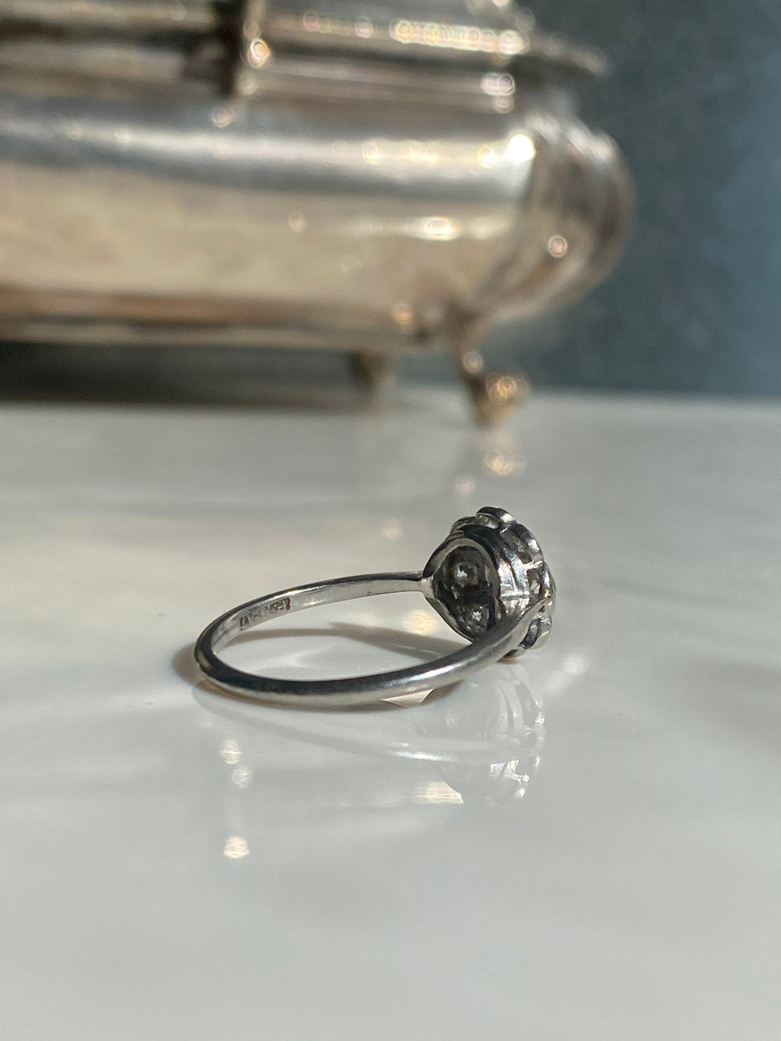 Vintage Platinum and Diamond Daisy Cluster Ring