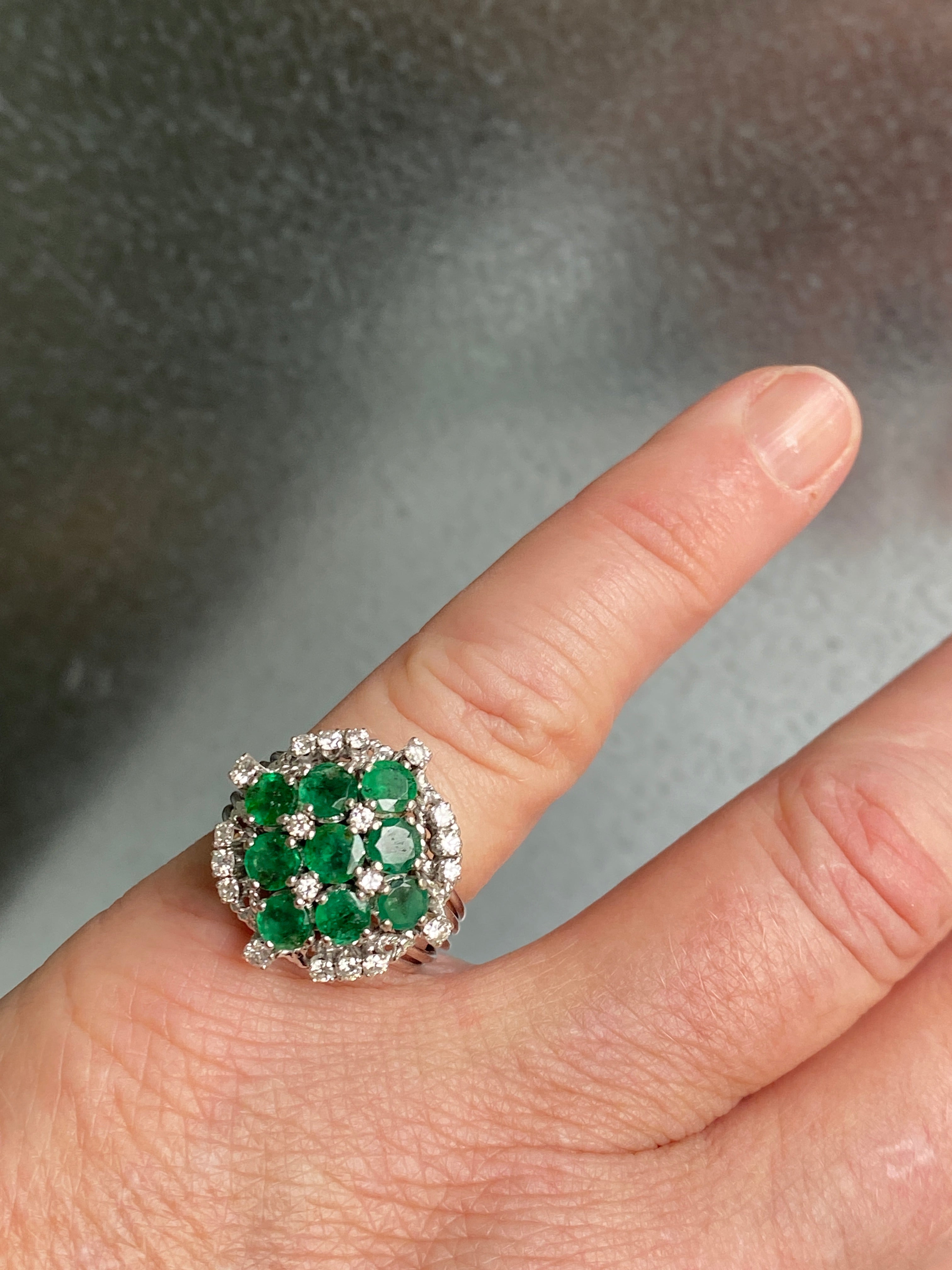 Emerald & Diamond Cocktail Ring, 1960s