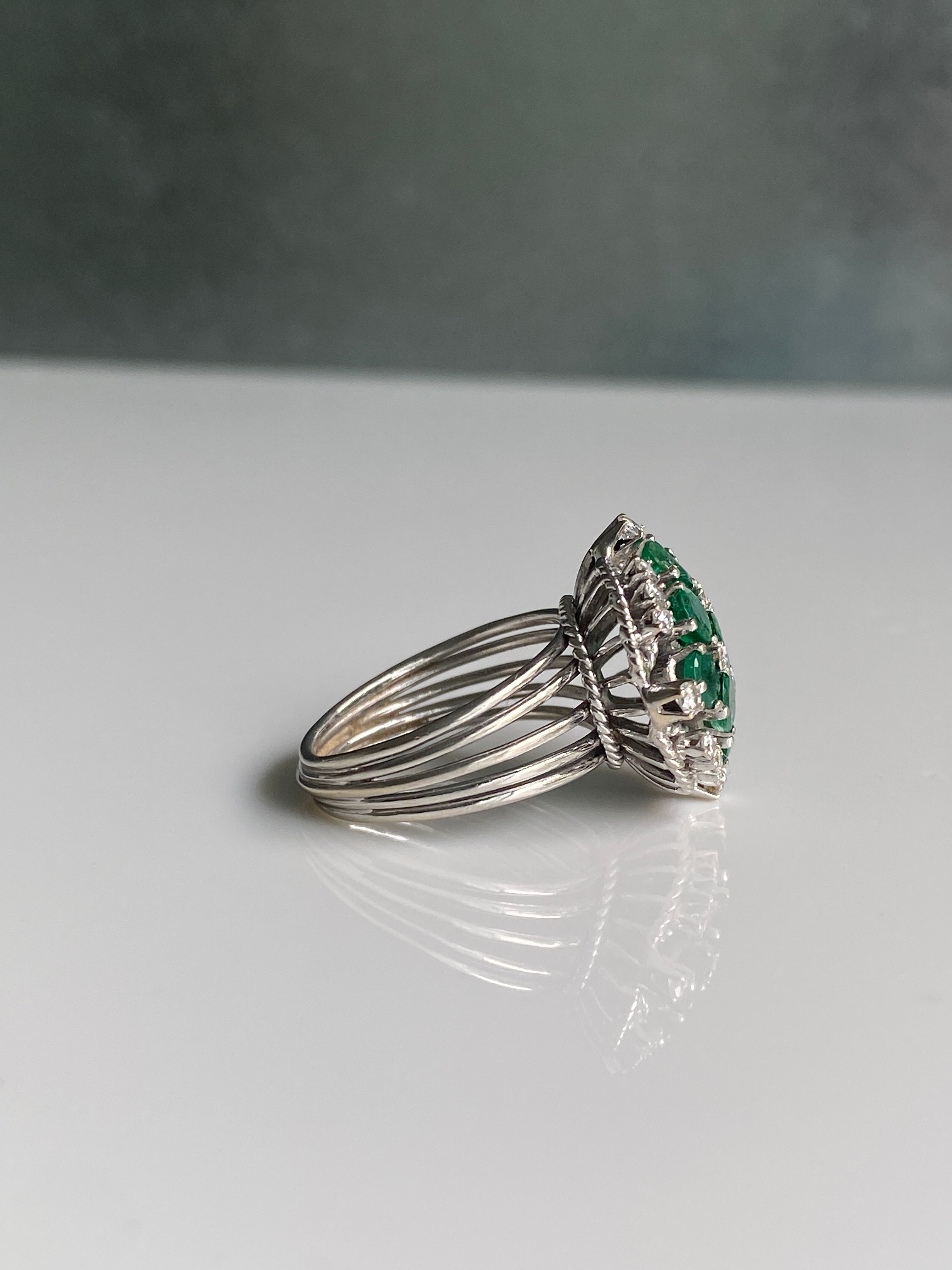 Emerald & Diamond Cocktail Ring, 1960s