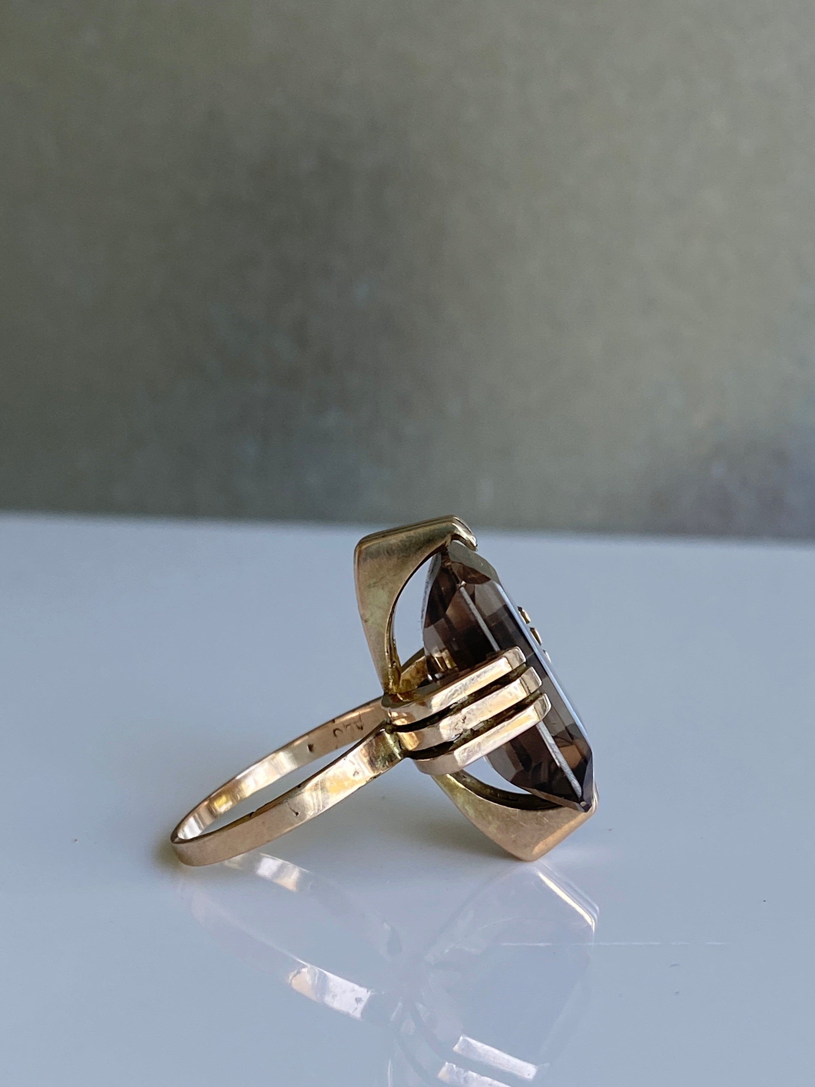 Smoky Quartz Cocktail Ring, 1960s