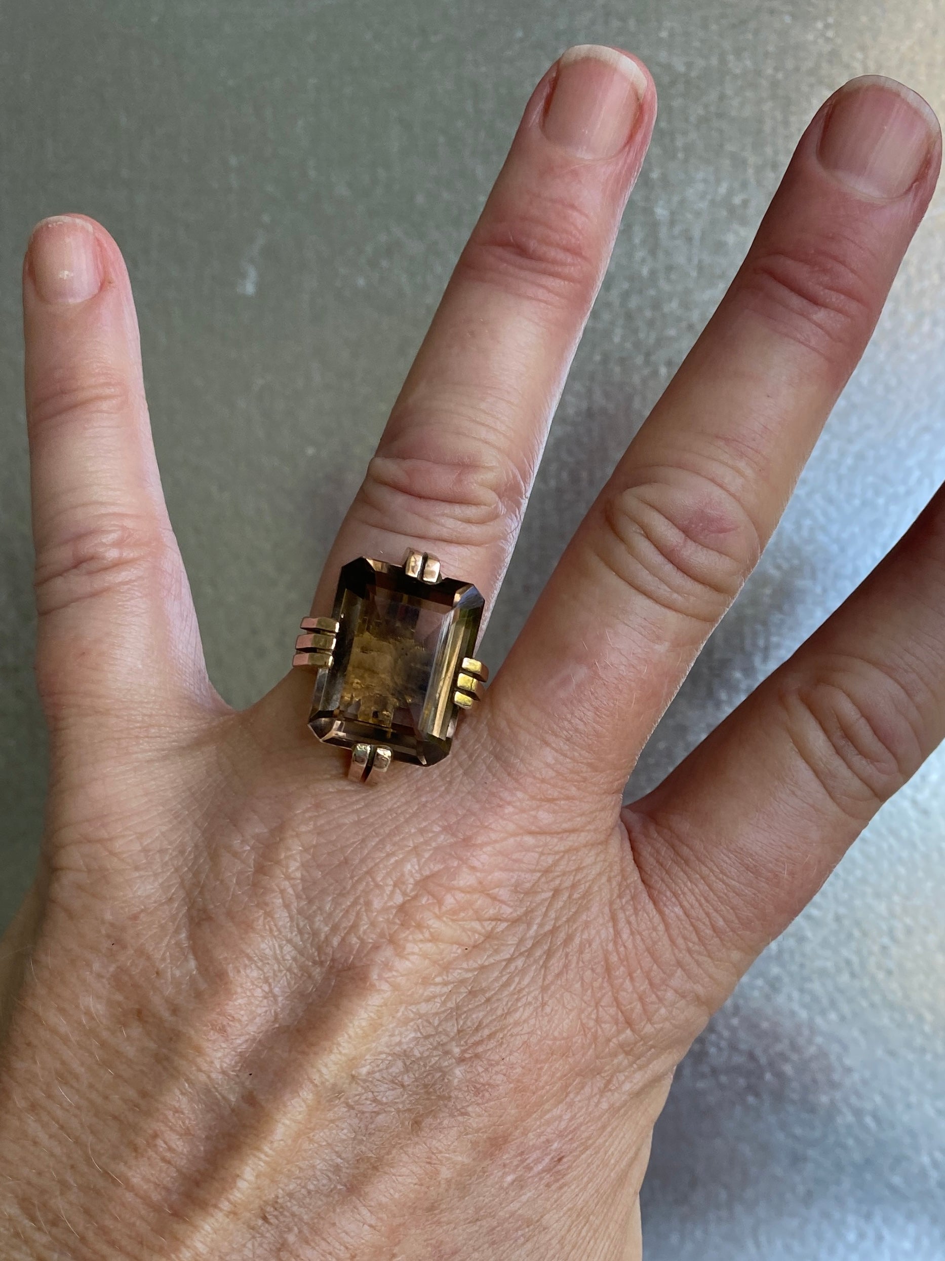 Smoky Quartz Cocktail Ring, 1960s