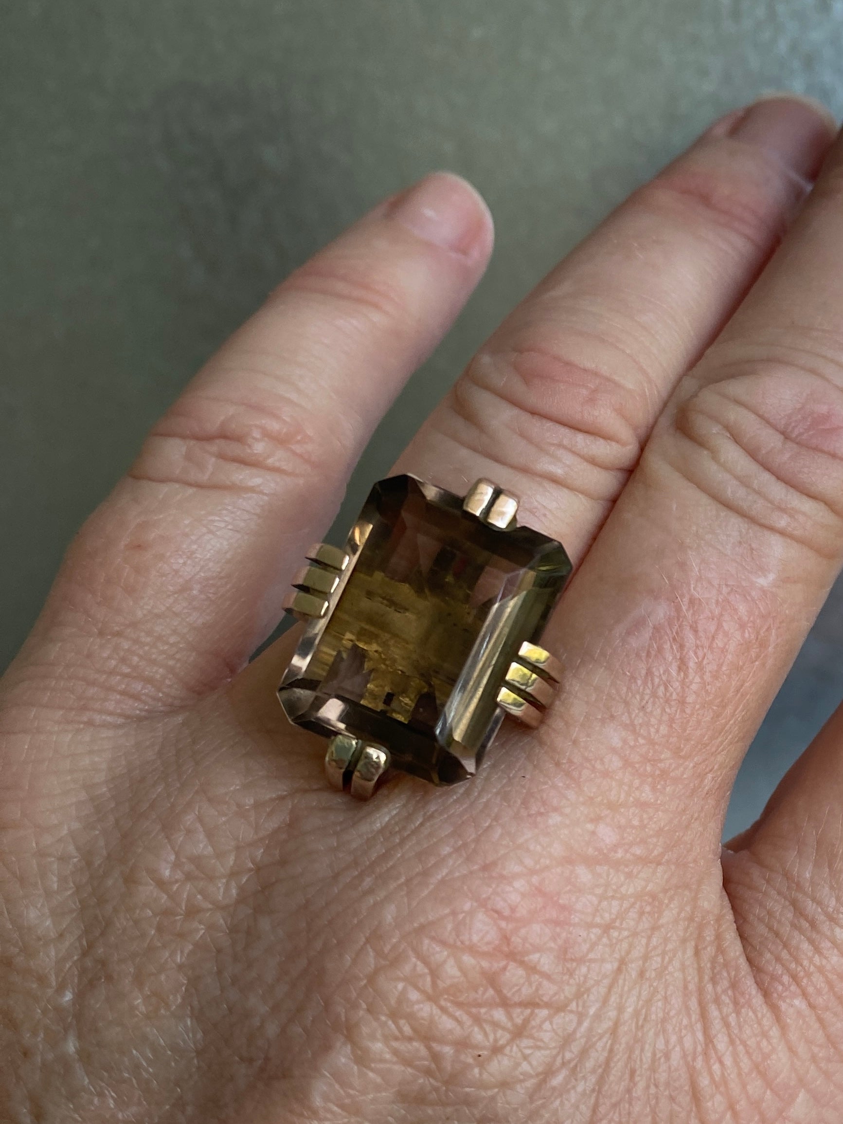 Smoky Quartz Cocktail Ring, 1960s