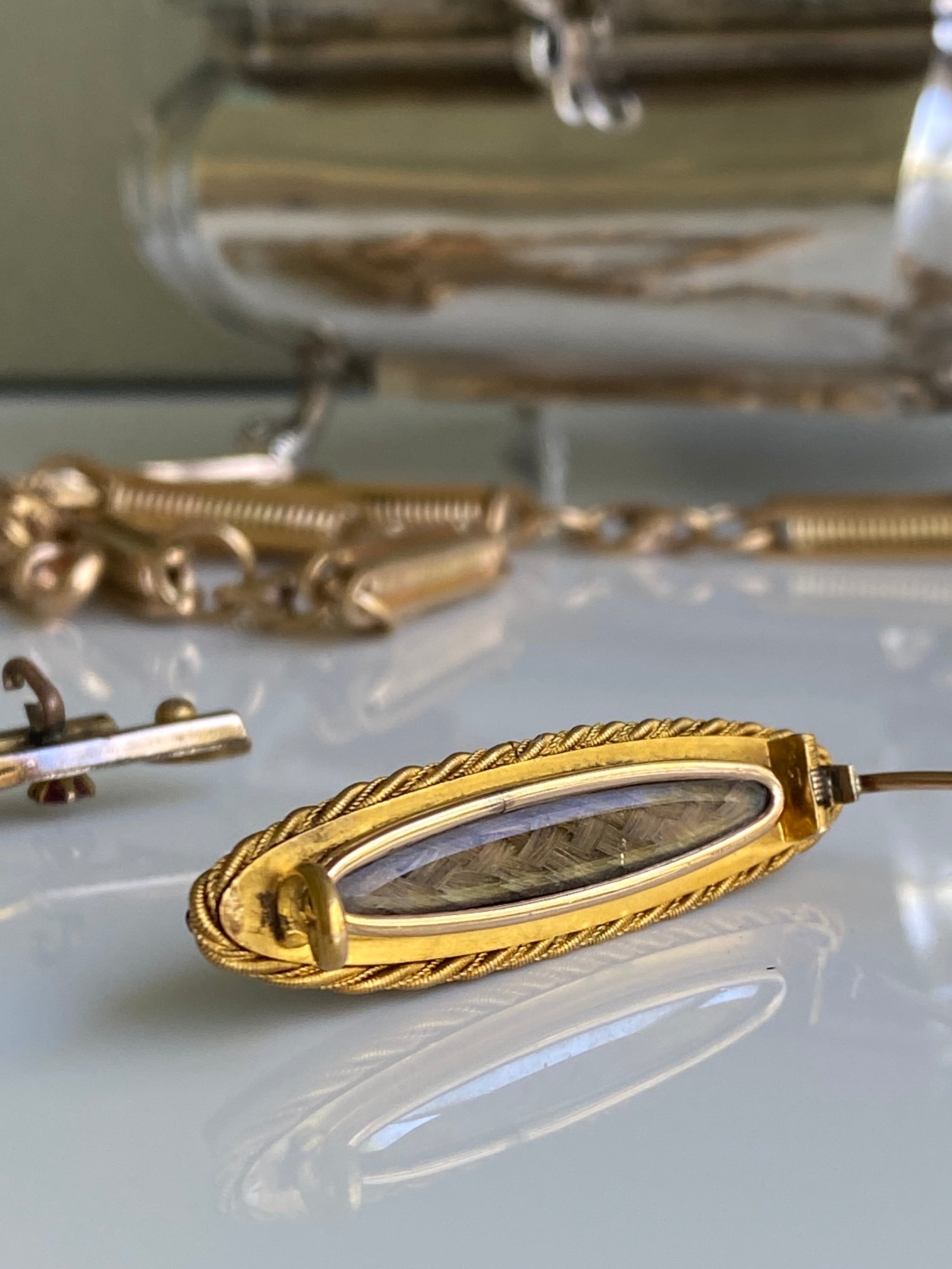 Antique Victorian Onyx & Pearl Mourning Brooch