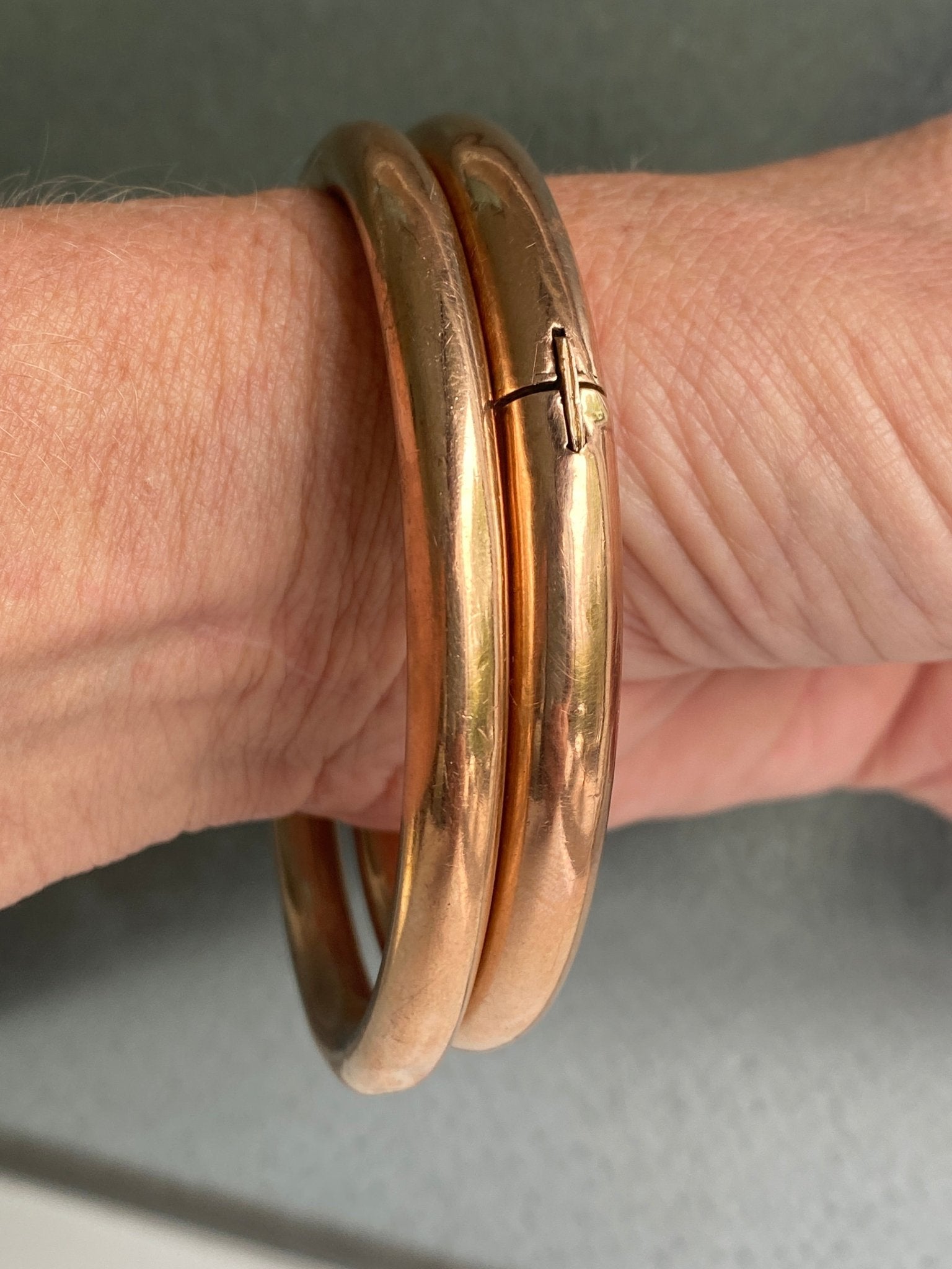 Antique 9ct Rose Gold over Silver Hoop Bangle