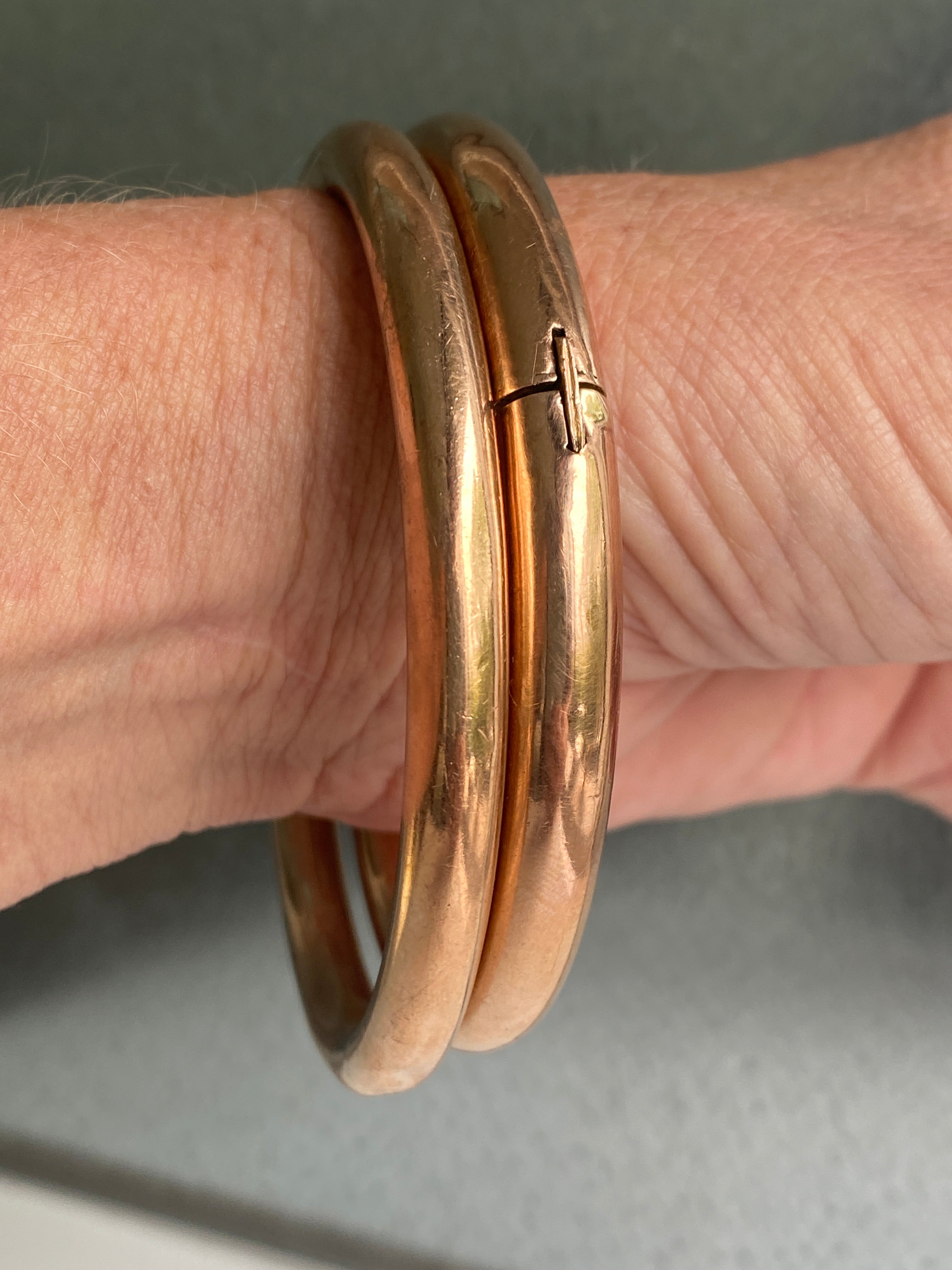 Antique 9ct Rose Gold over Silver Hoop Bangle